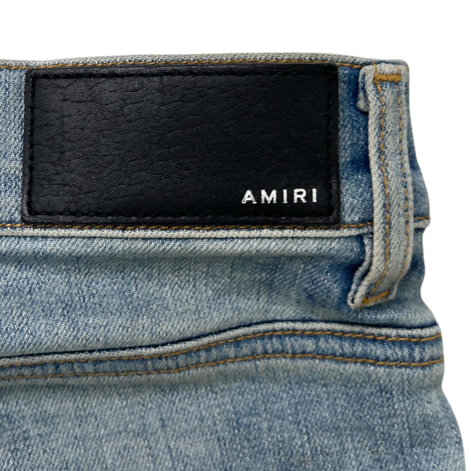 Men's Paint Drip Logo Jeans Blue Size Waist 32"