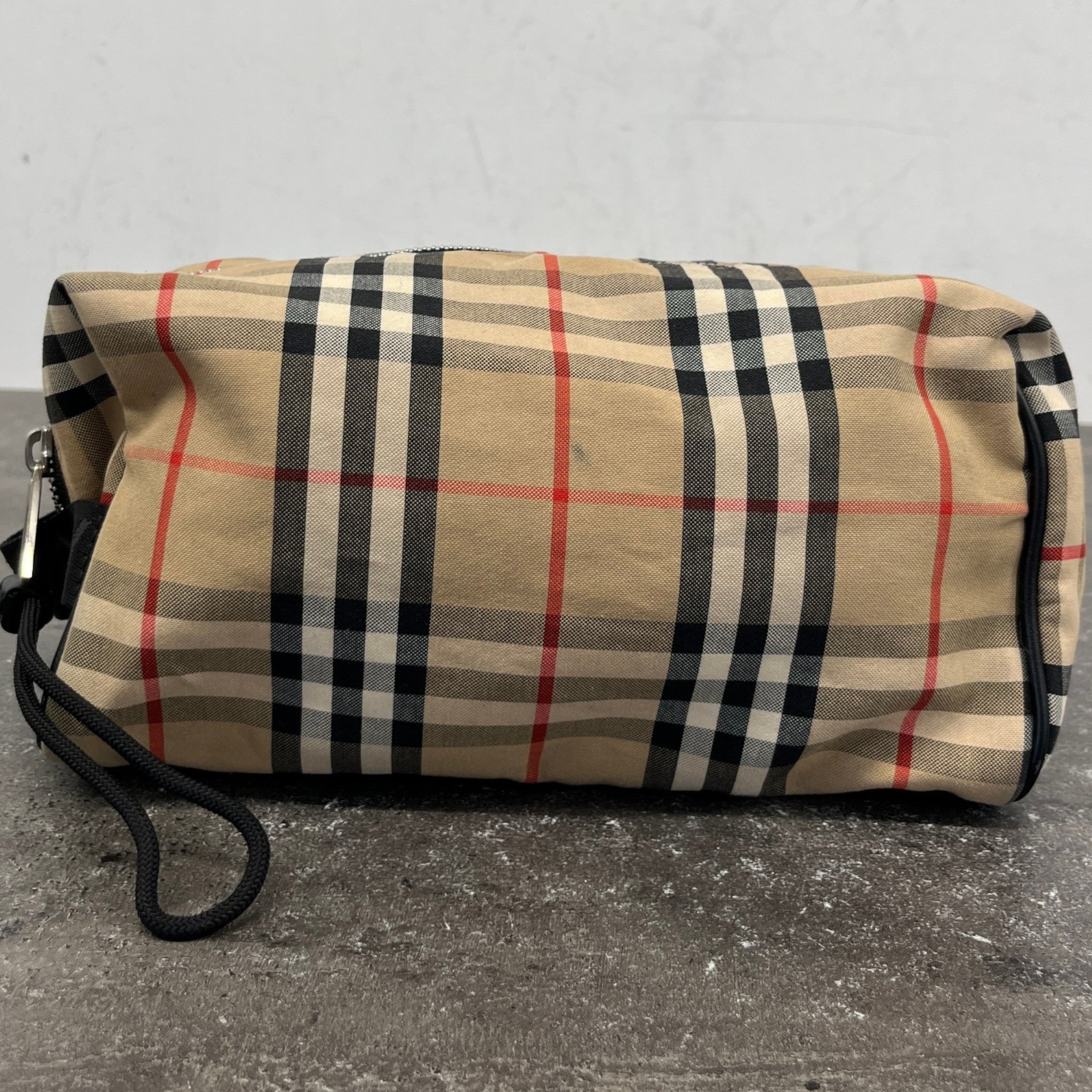 Men's Check Print Toiletry Bag Beige