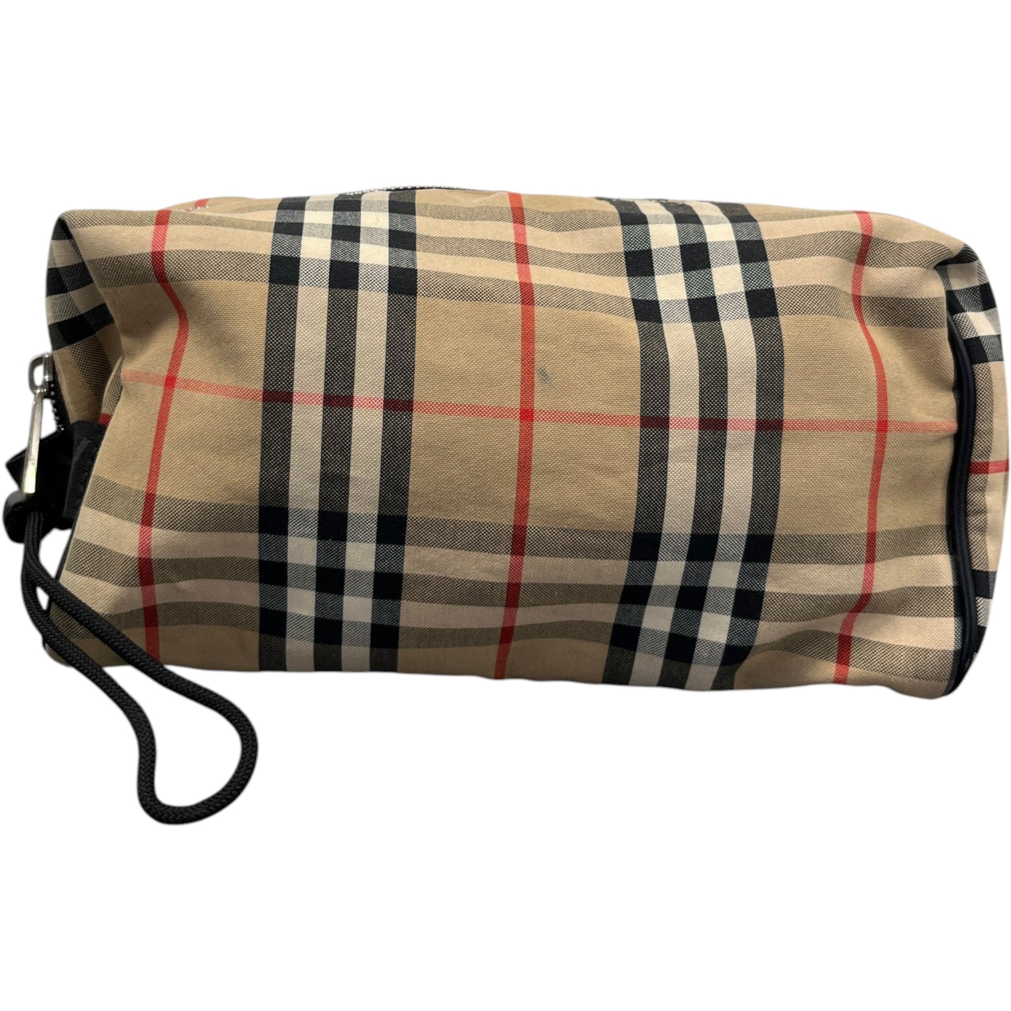 Men's Check Print Toiletry Bag Beige