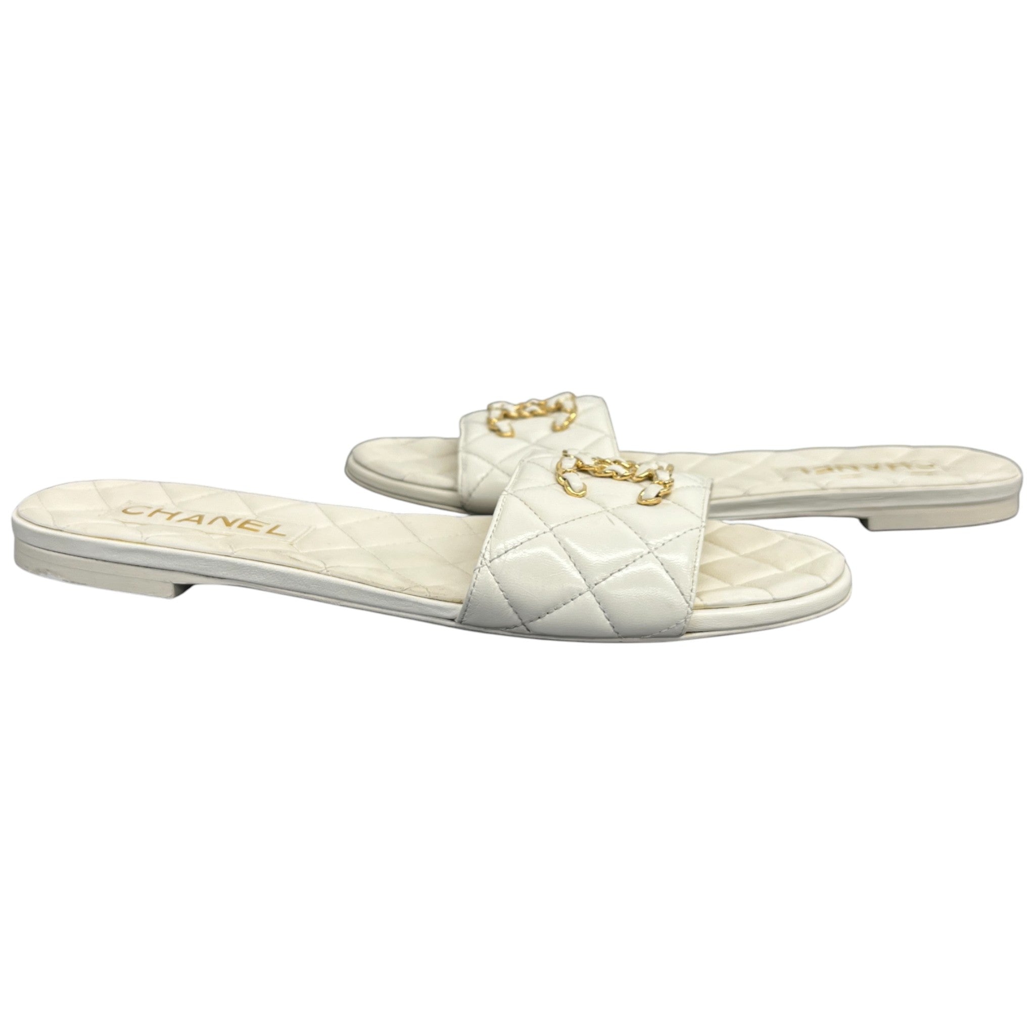 Women's Cc Logo Slides White Size EU 39 / UK 6