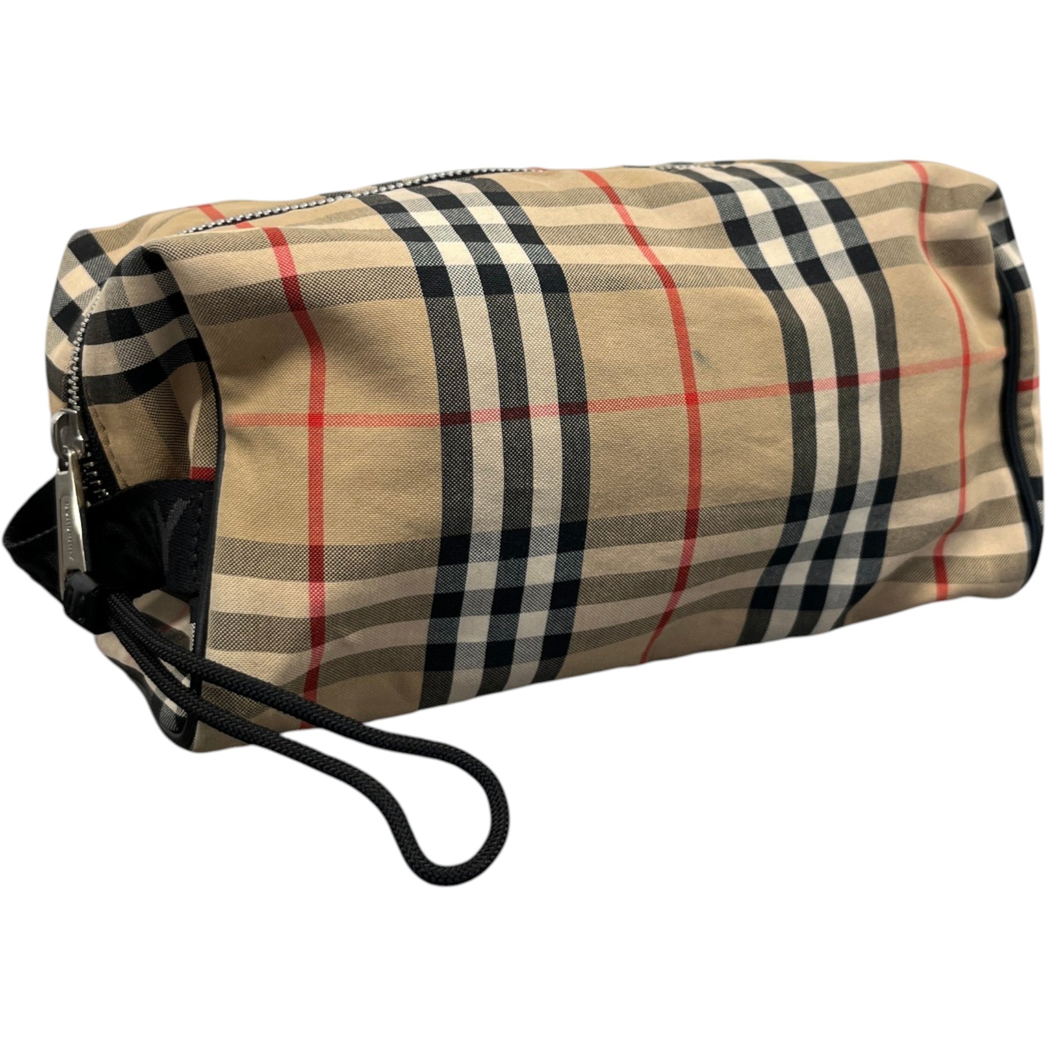 Men's Check Print Toiletry Bag Beige