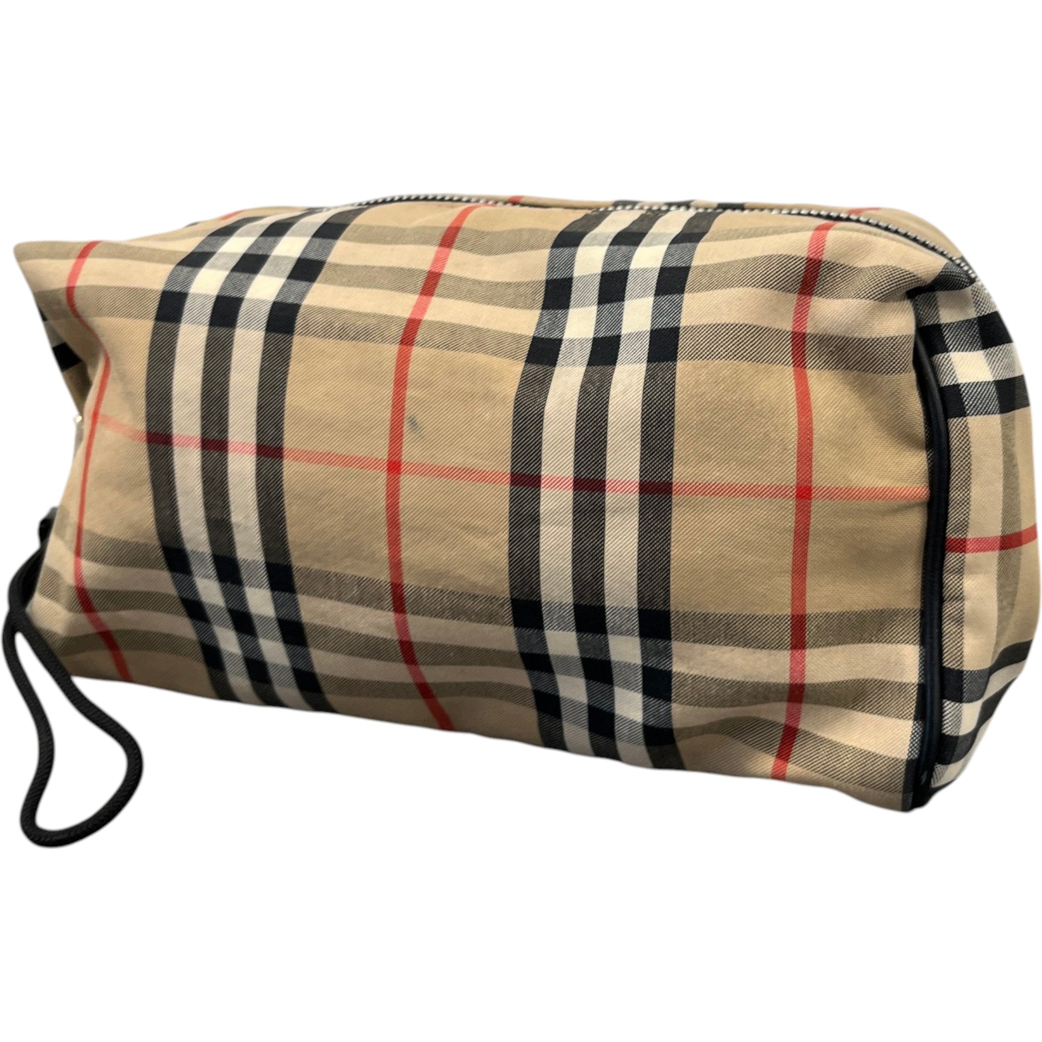 Men's Check Print Toiletry Bag Beige