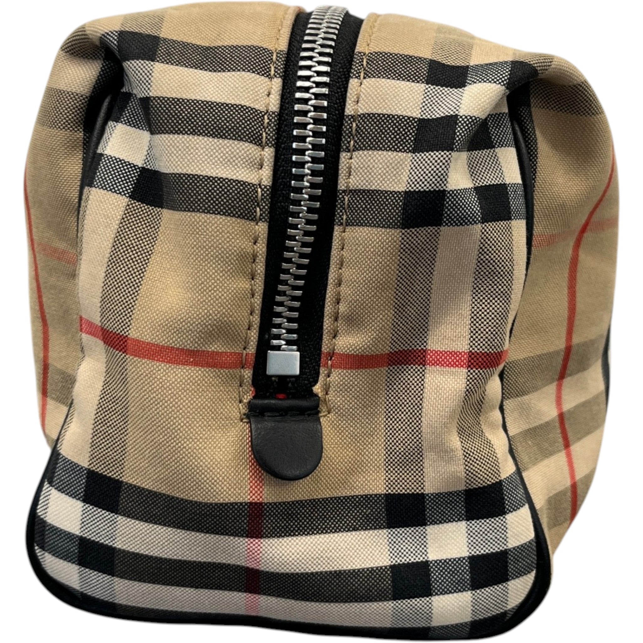 Men's Check Print Toiletry Bag Beige