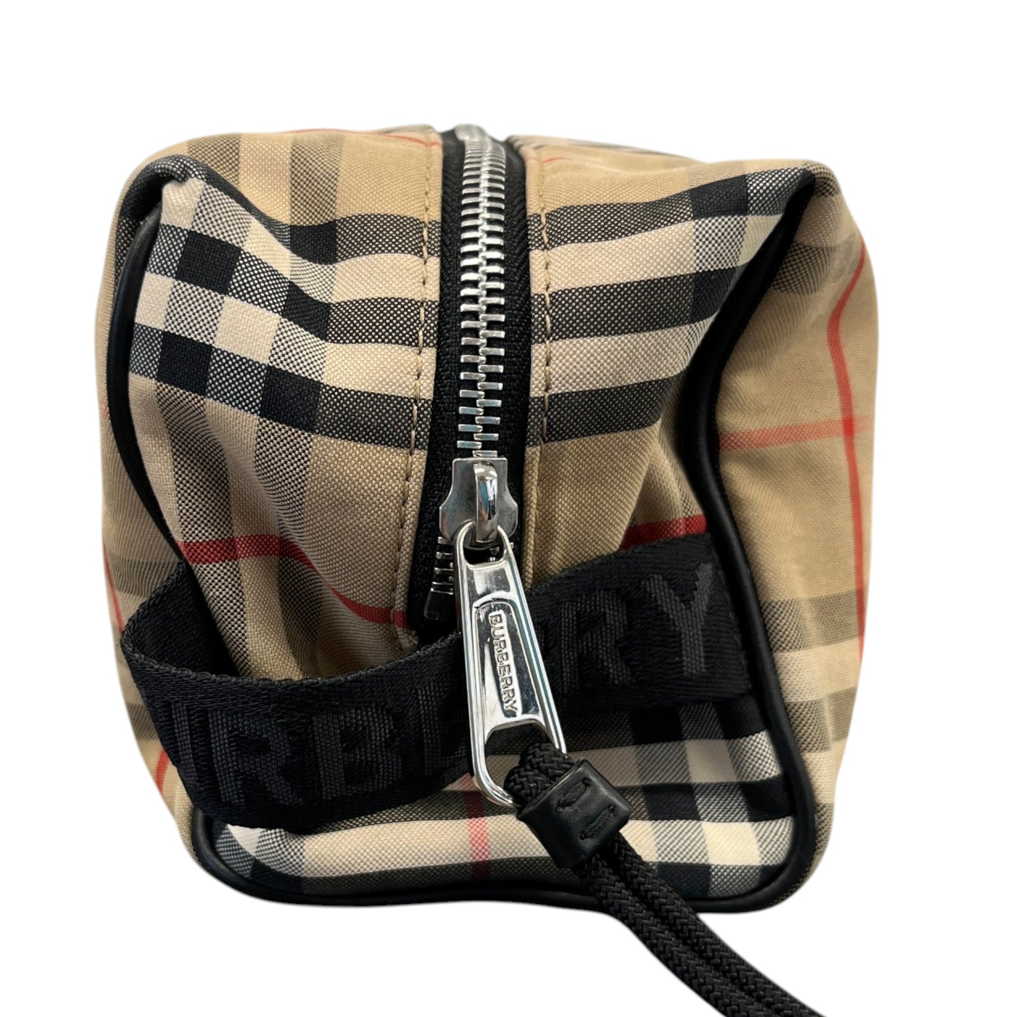 Men's Check Print Toiletry Bag Beige