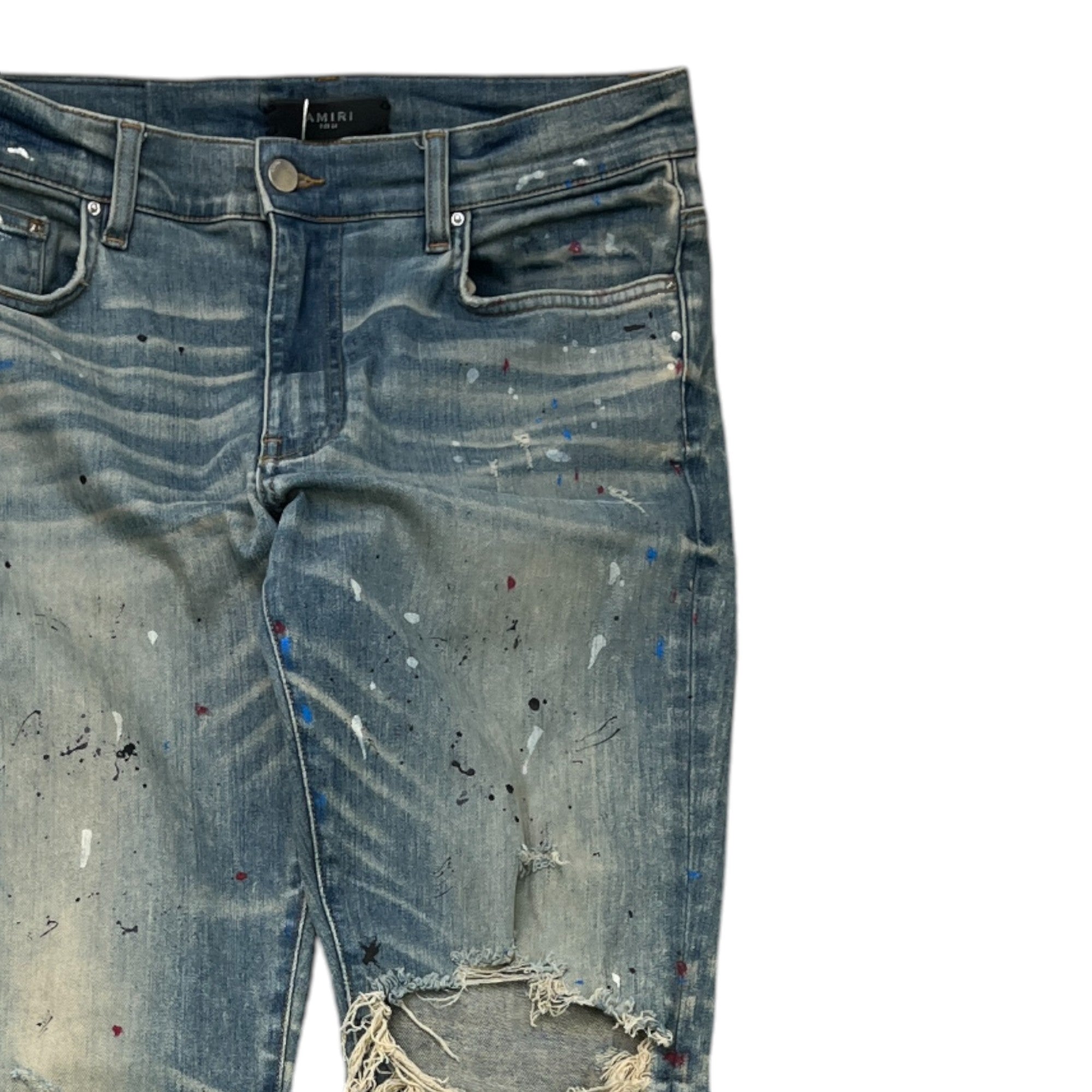 Men's Paint Splatter Jeans Blue Size Waist 34"
