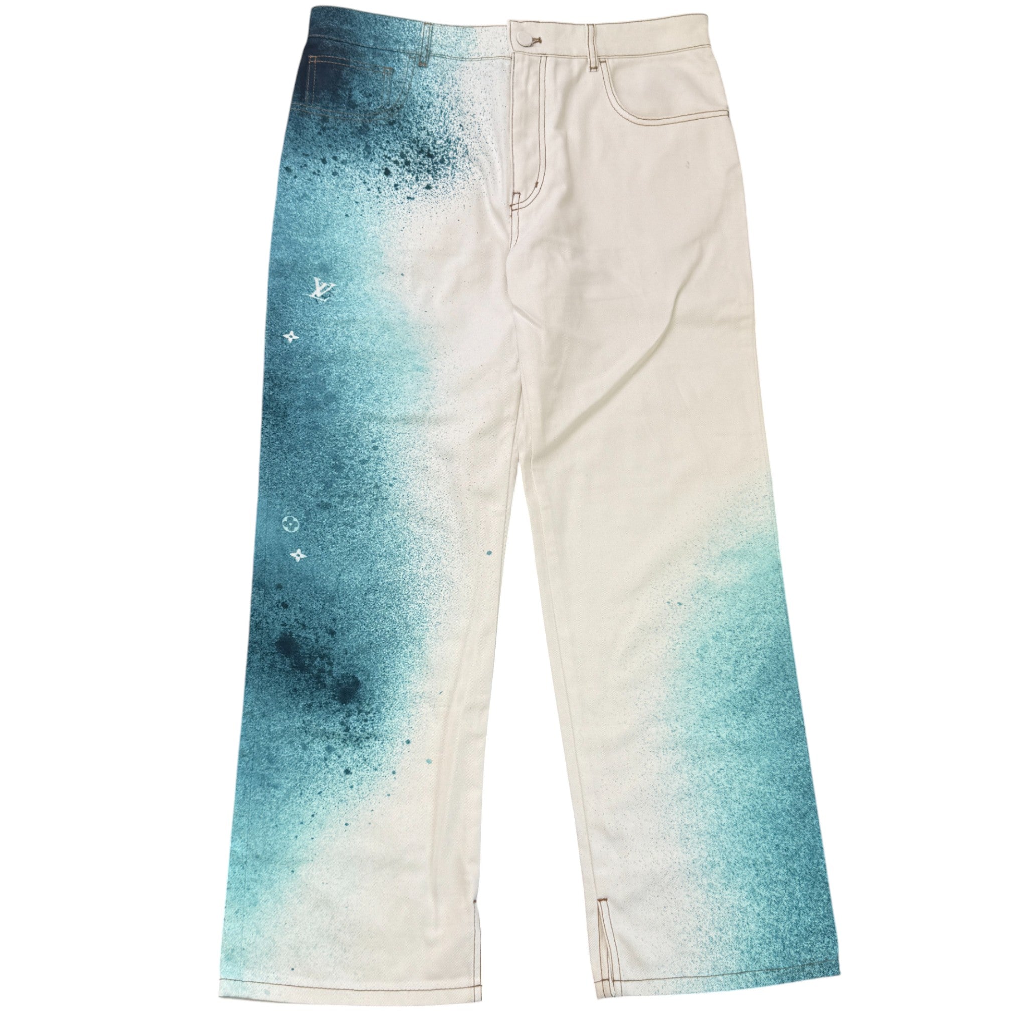 Men's Lv Spray Denim Jeans White Size Waist 34"