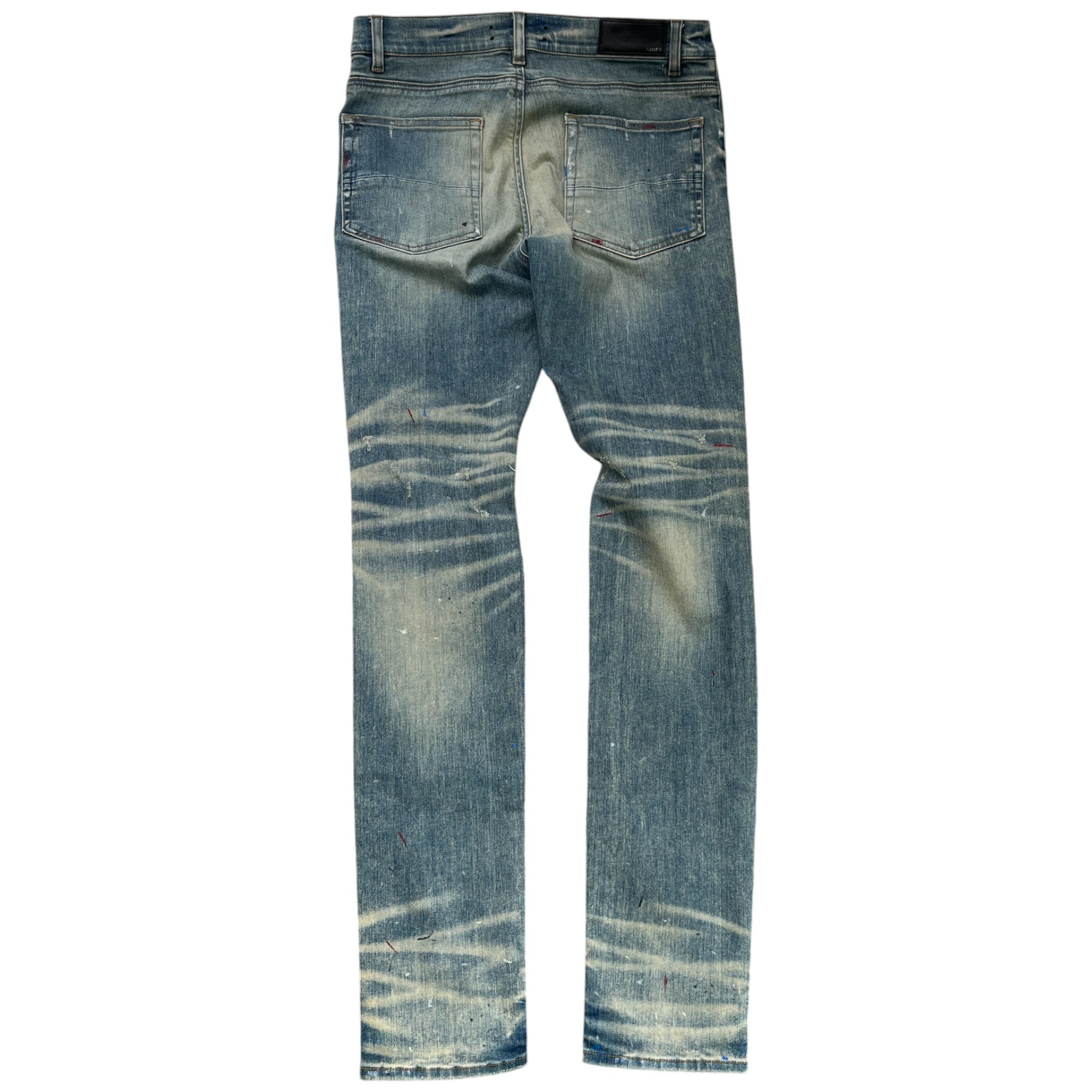 Men's Paint Splatter Jeans Blue Size Waist 34"
