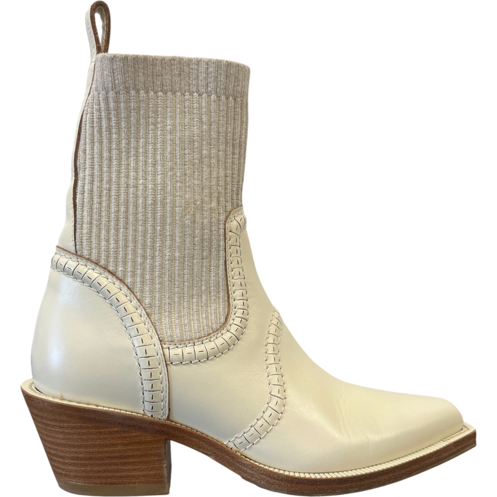 Women's Nellie Western Boots Cream Size EU 37.5 / UK 4.5