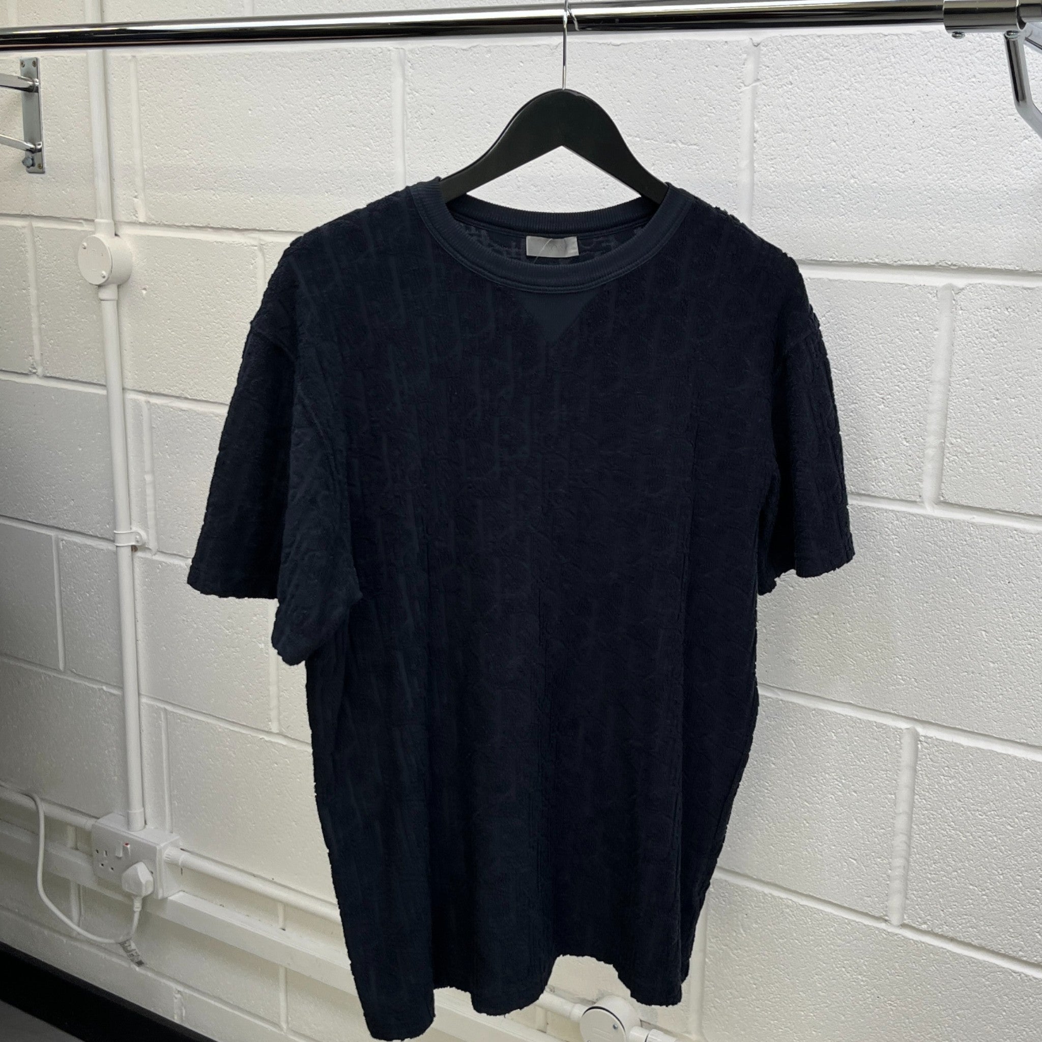 Men's Oblique Towelling T-Shirt Navy Size S