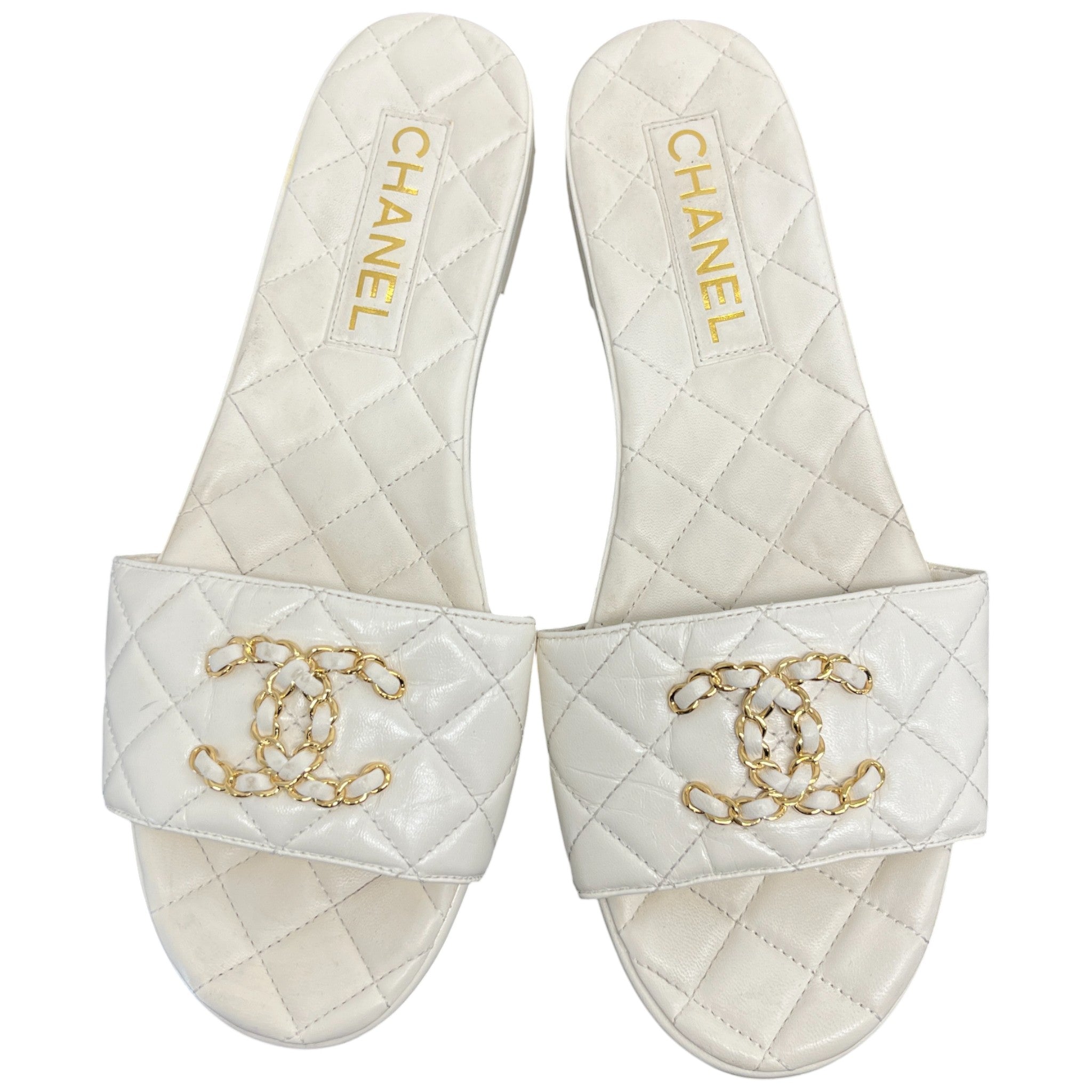 Women's Cc Logo Slides White Size EU 39 / UK 6