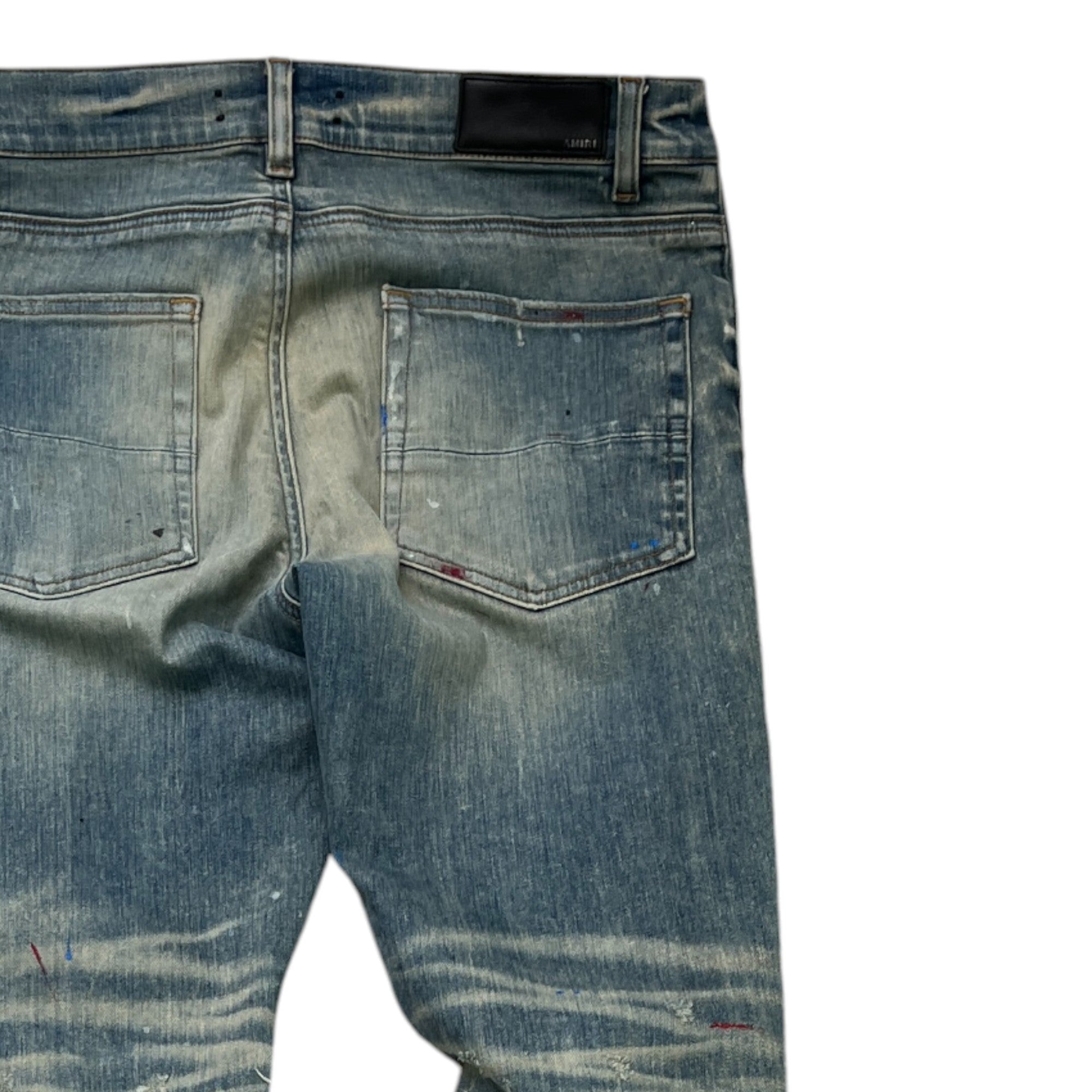 Men's Paint Splatter Jeans Blue Size Waist 34"