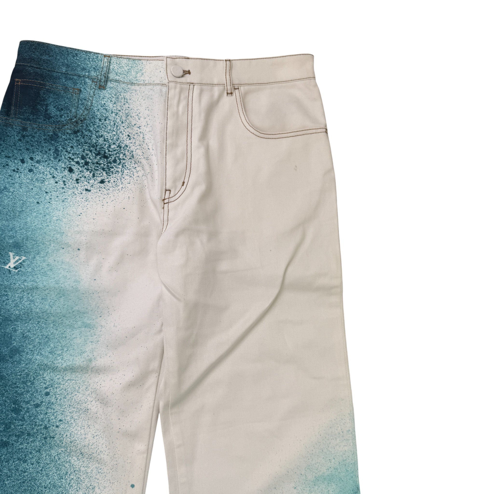 Men's Lv Spray Denim Jeans White Size Waist 34"