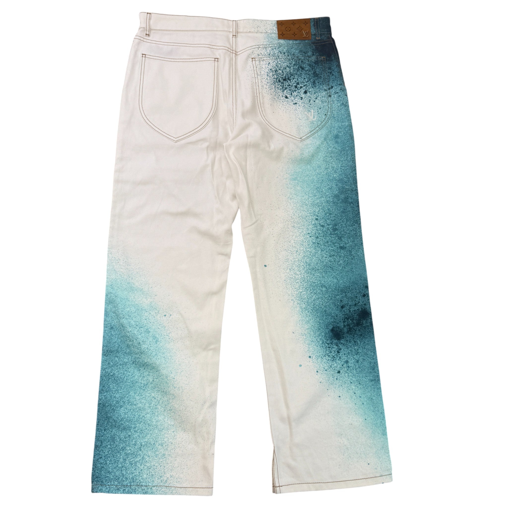 Men's Lv Spray Denim Jeans White Size Waist 34"