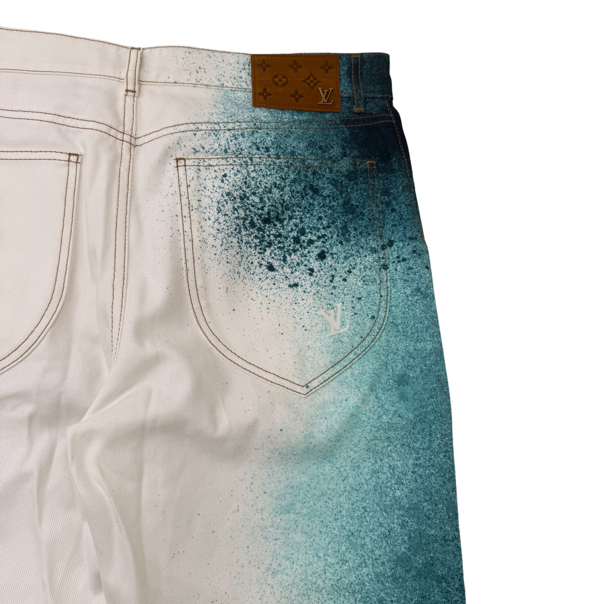 Men's Lv Spray Denim Jeans White Size Waist 34"