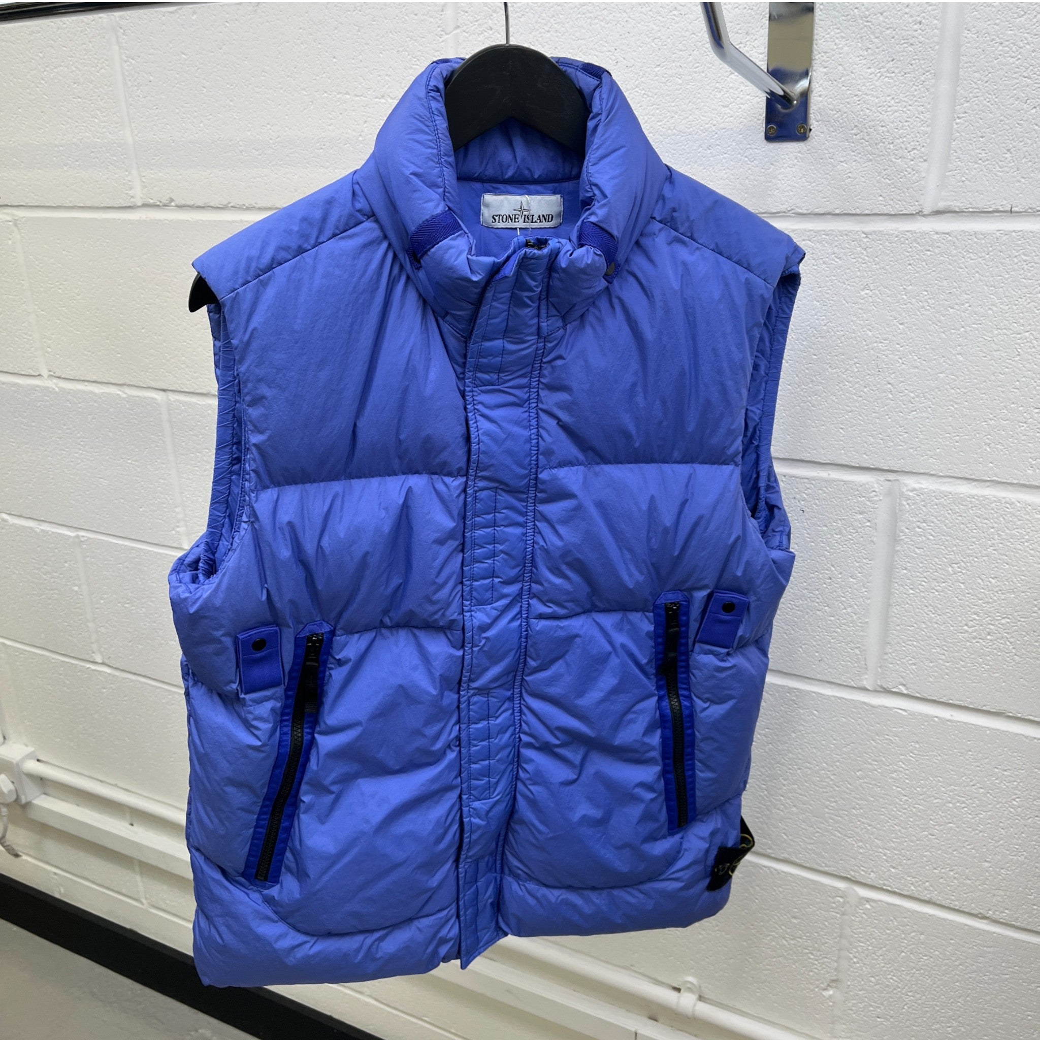 Men's Crinkle Reps Gilet Blue Size M