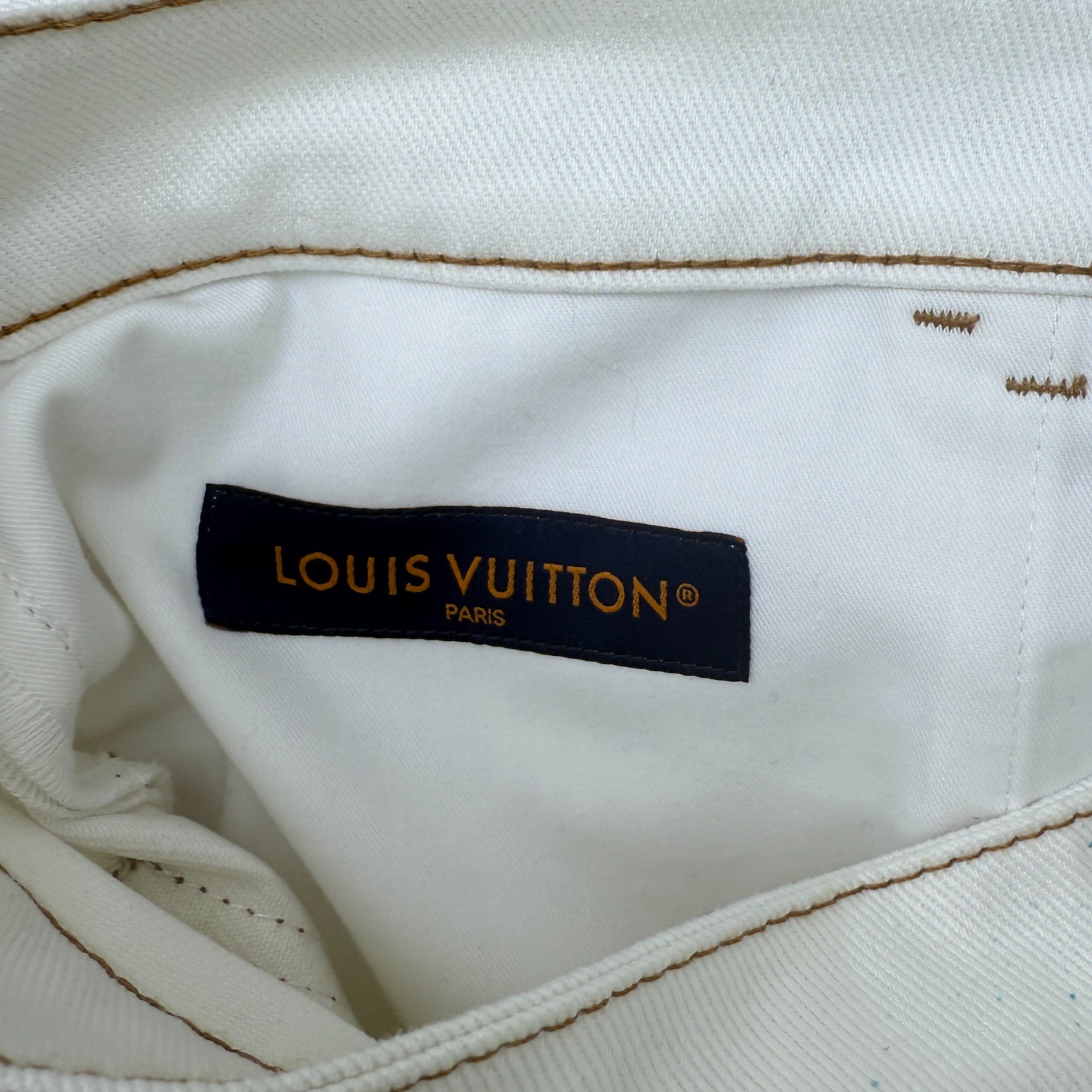 Men's Lv Spray Denim Jeans White Size Waist 34"