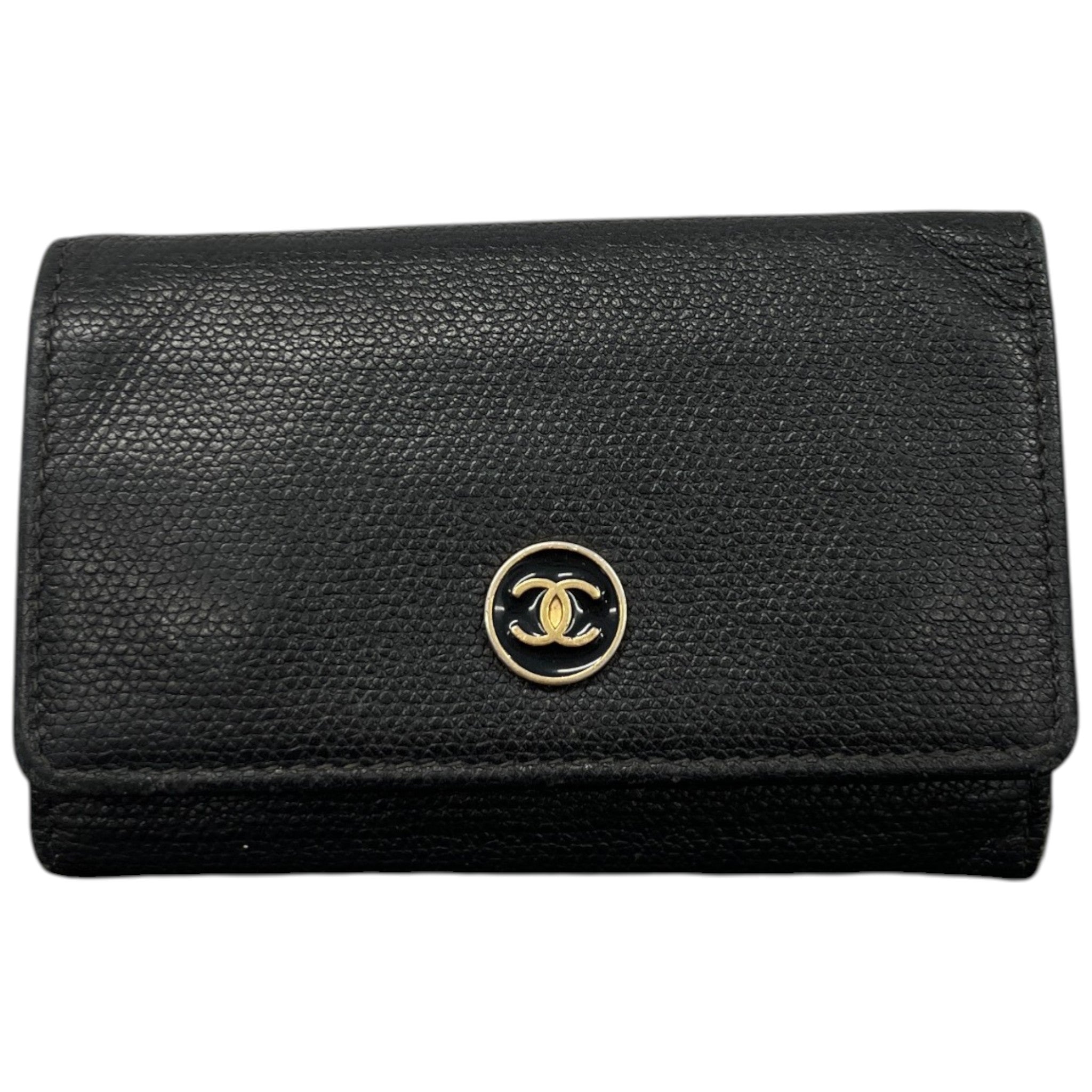 Women's Cc Logo Key Case Wallet Black