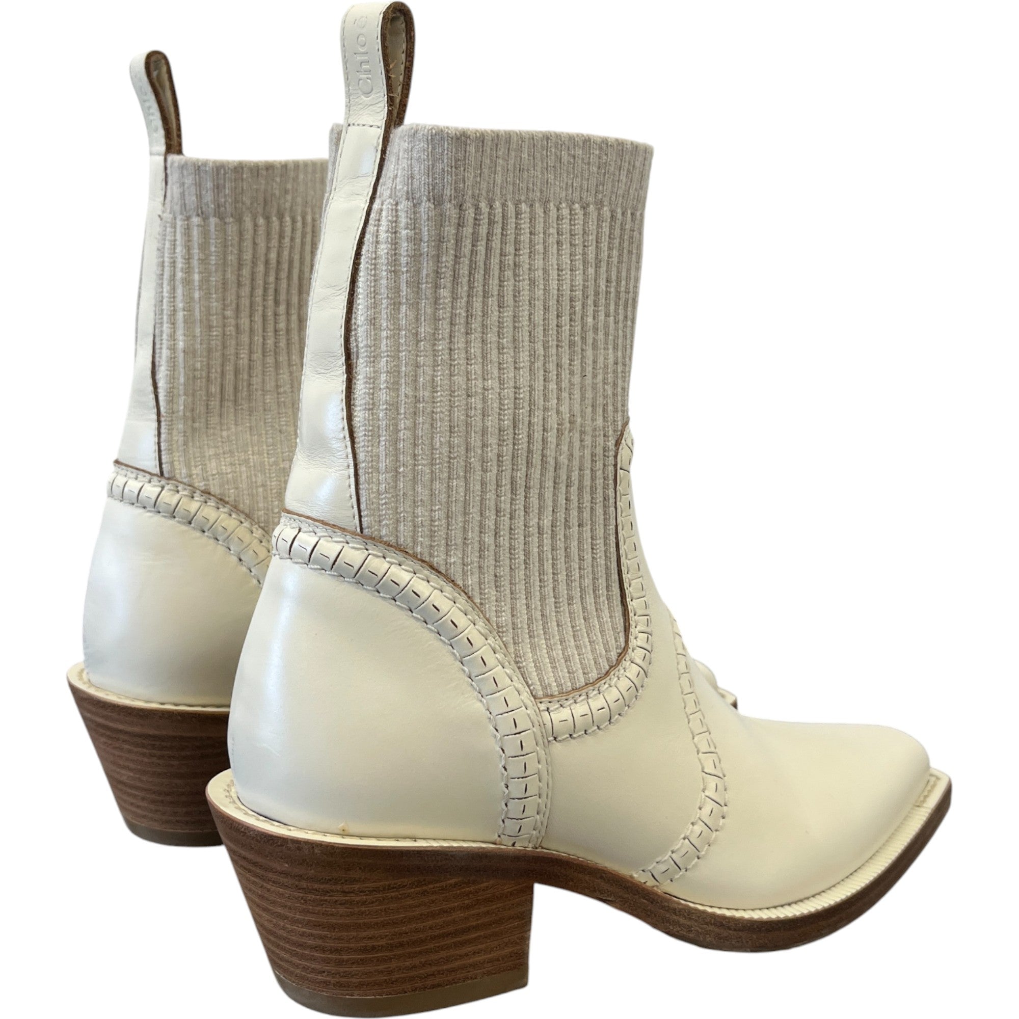 Women's Nellie Western Boots Cream Size EU 37.5 / UK 4.5