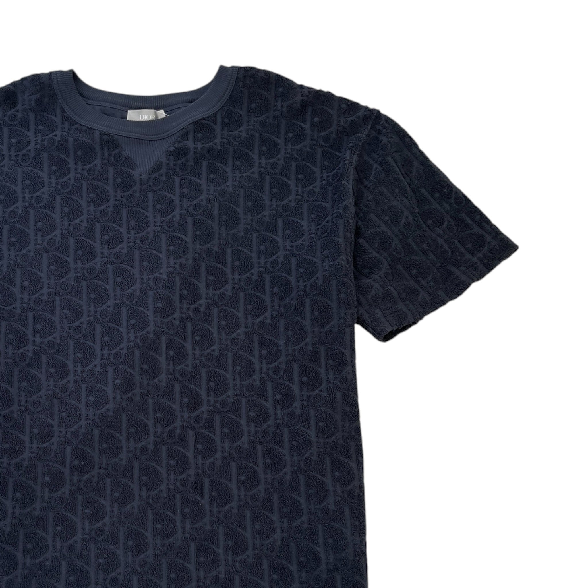 Men's Oblique Towelling T-Shirt Navy Size S
