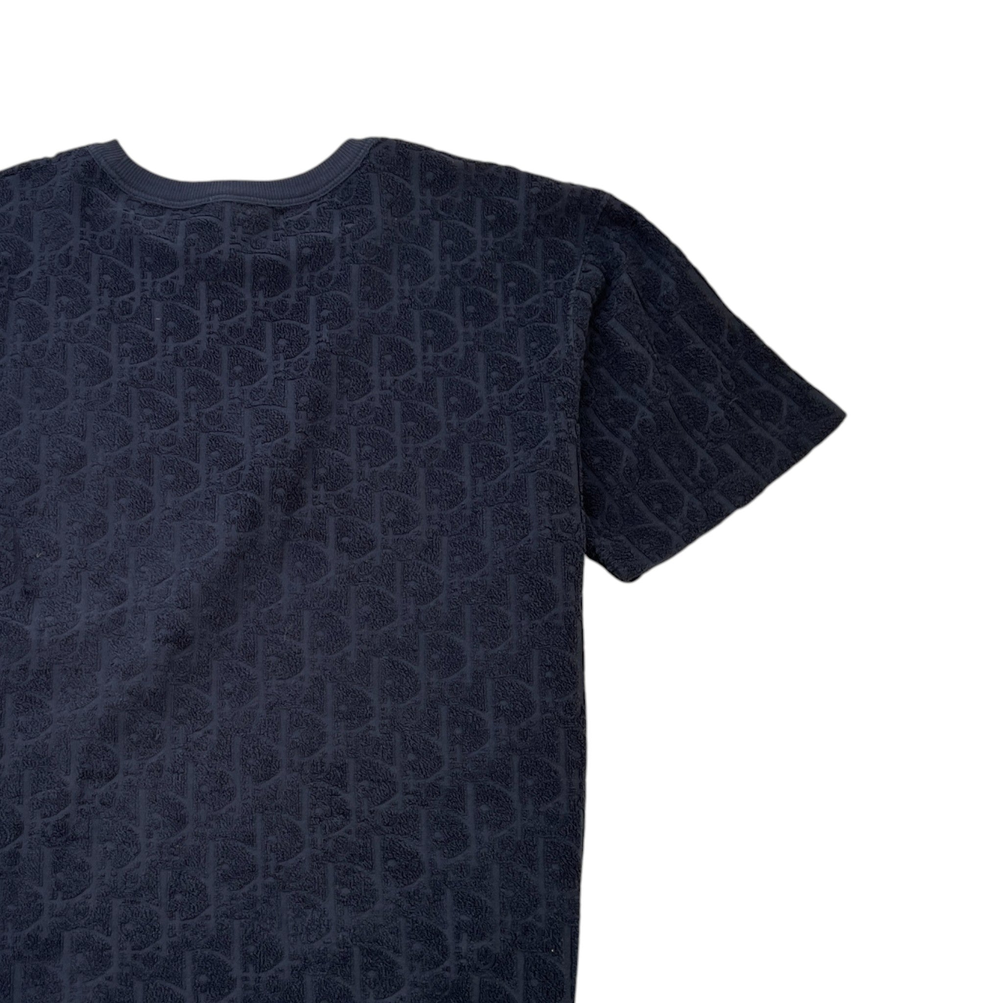 Men's Oblique Towelling T-Shirt Navy Size S