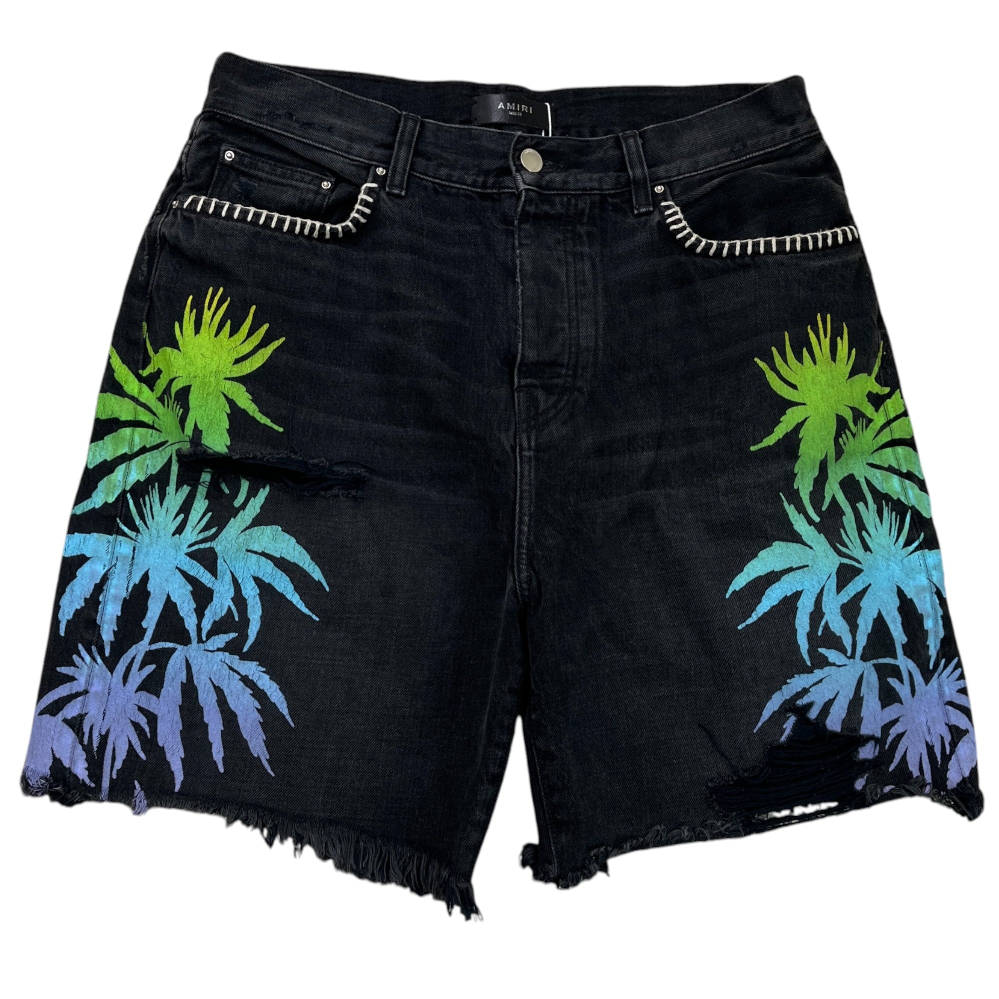 Men's Palm Trees Shorts Black Size Waist 32"