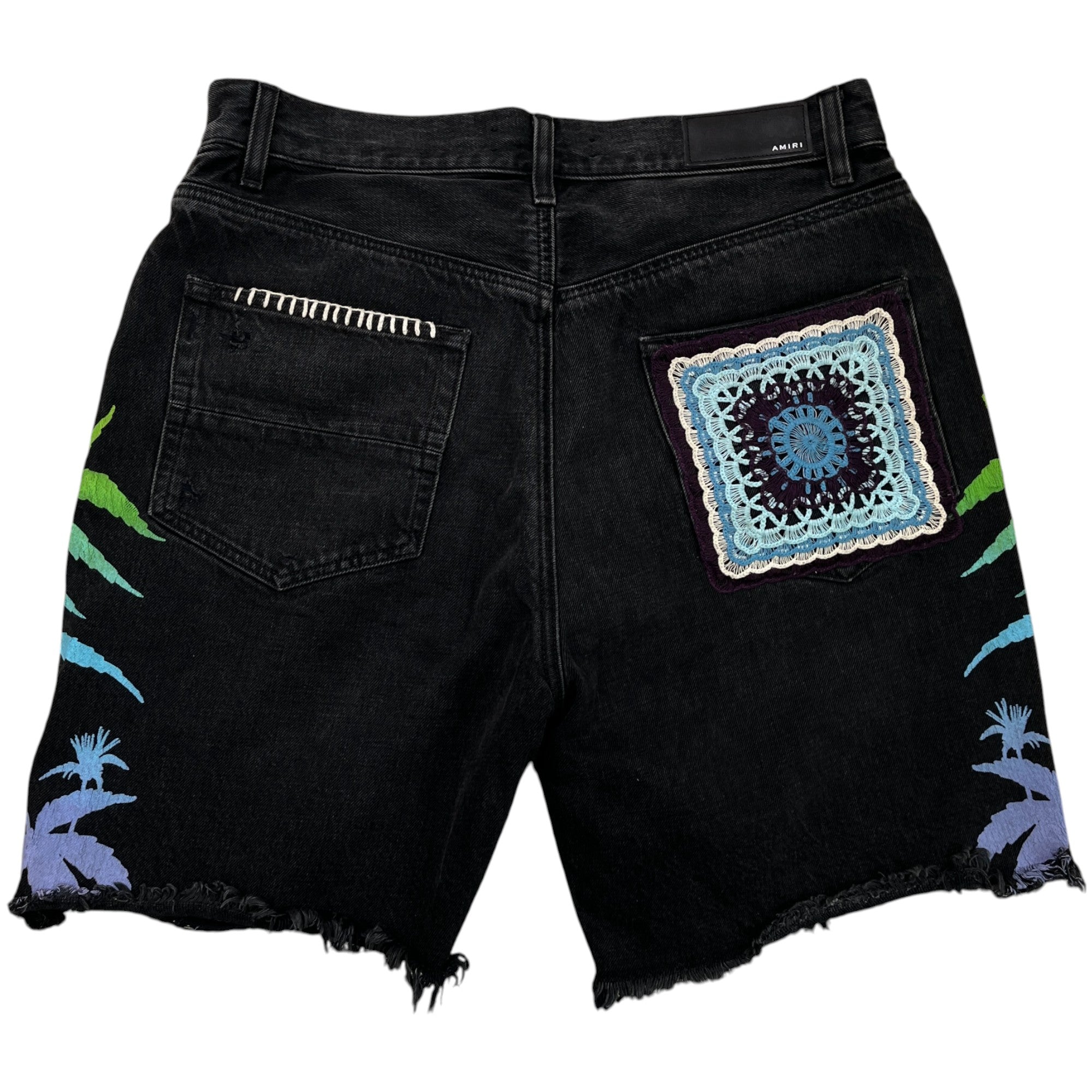 Men's Palm Trees Shorts Black Size Waist 32"