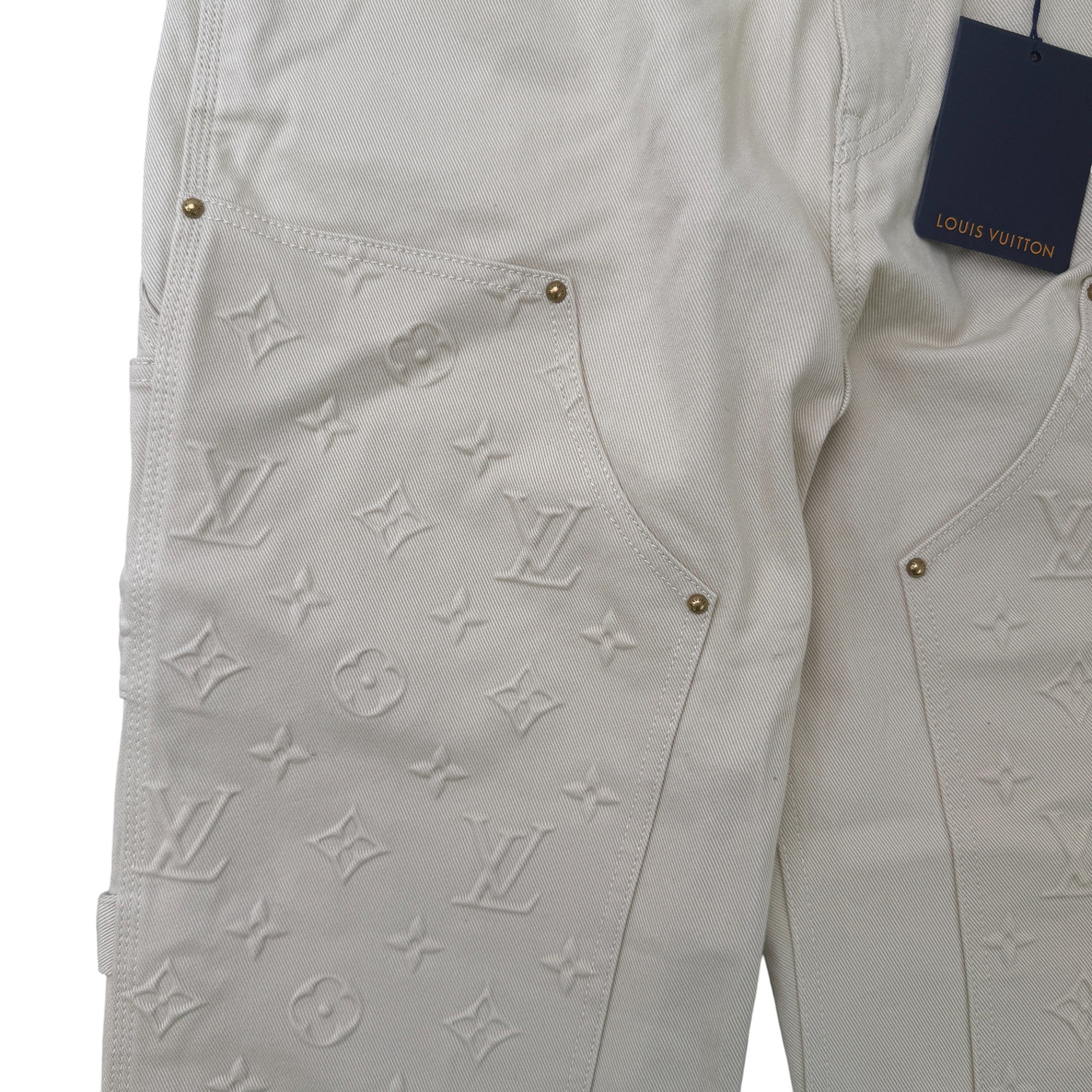 Men's Monogram Workwear Jeans Cream Size Waist 34"