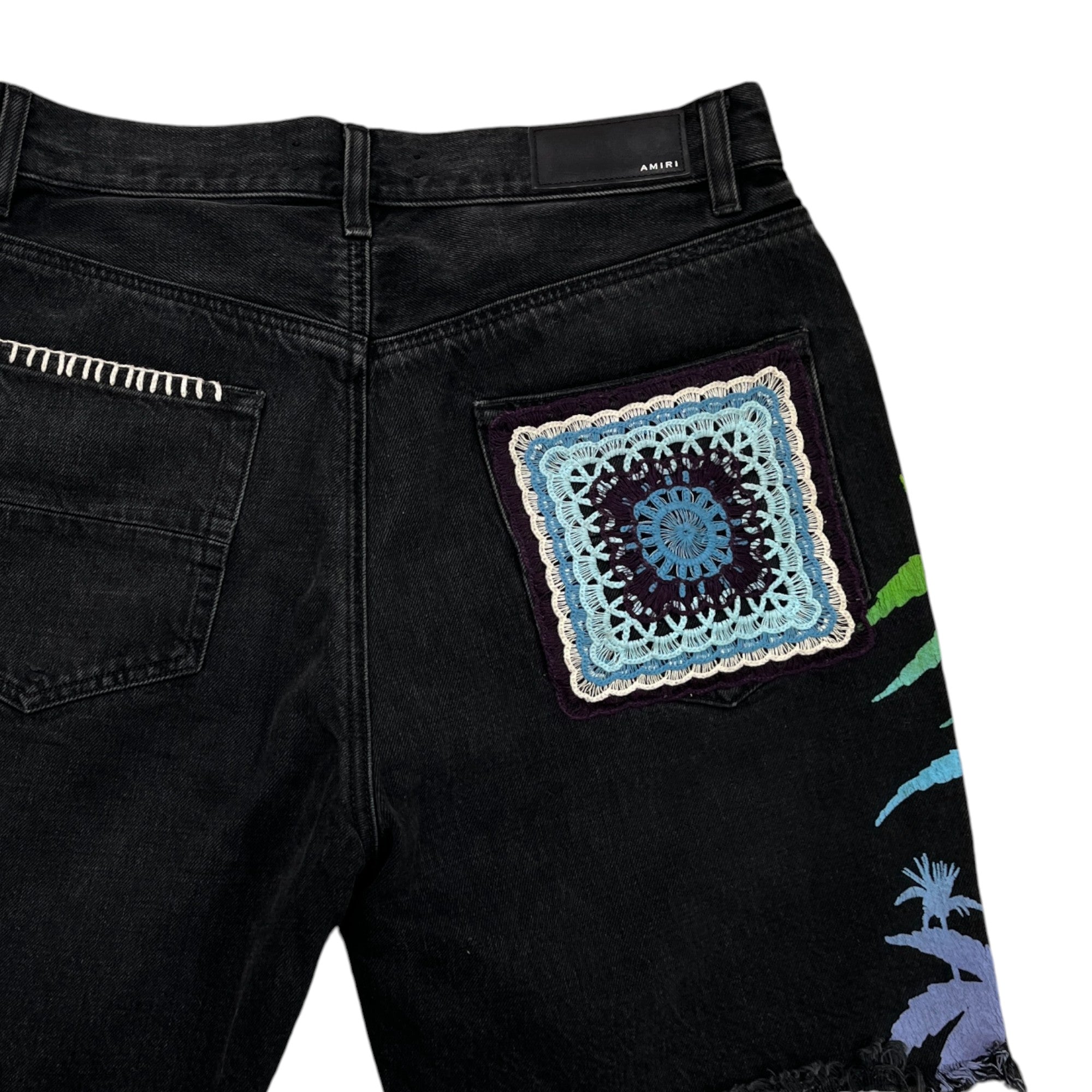Men's Palm Trees Shorts Black Size Waist 32"