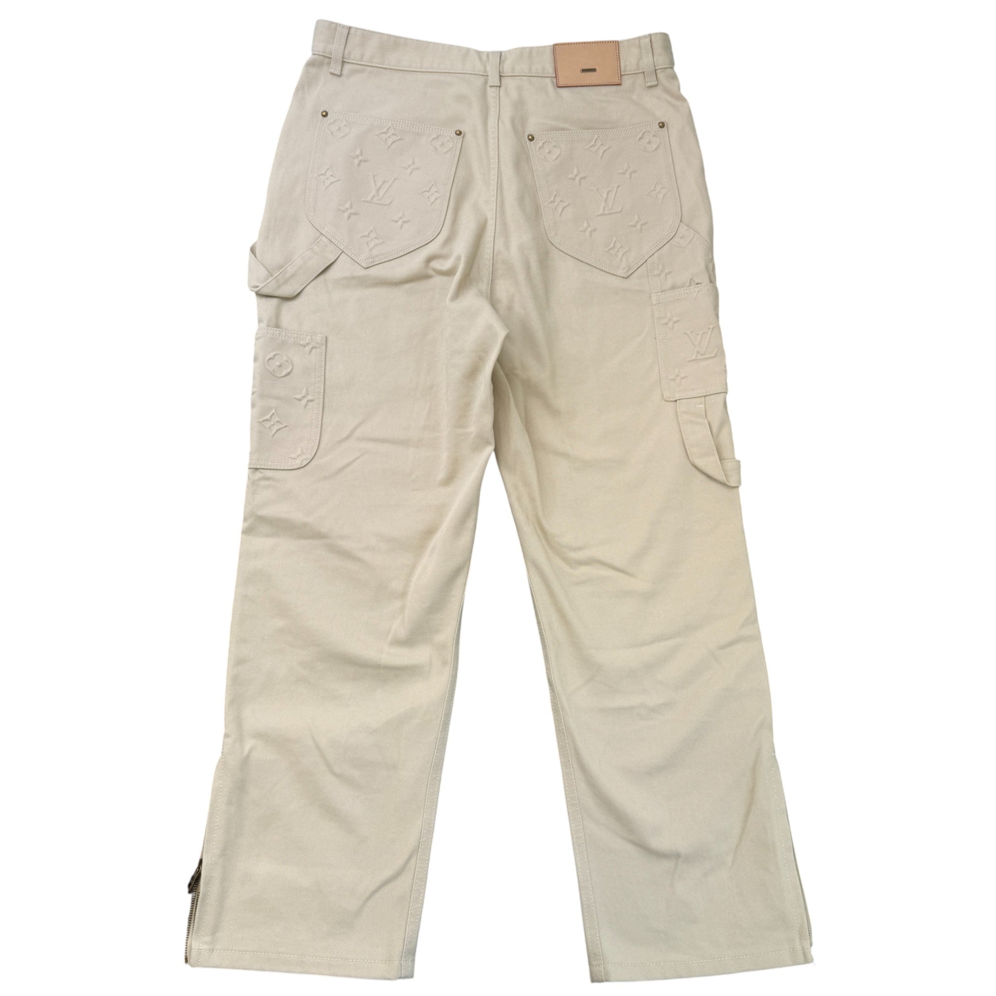 Men's Monogram Workwear Jeans Cream Size Waist 34"