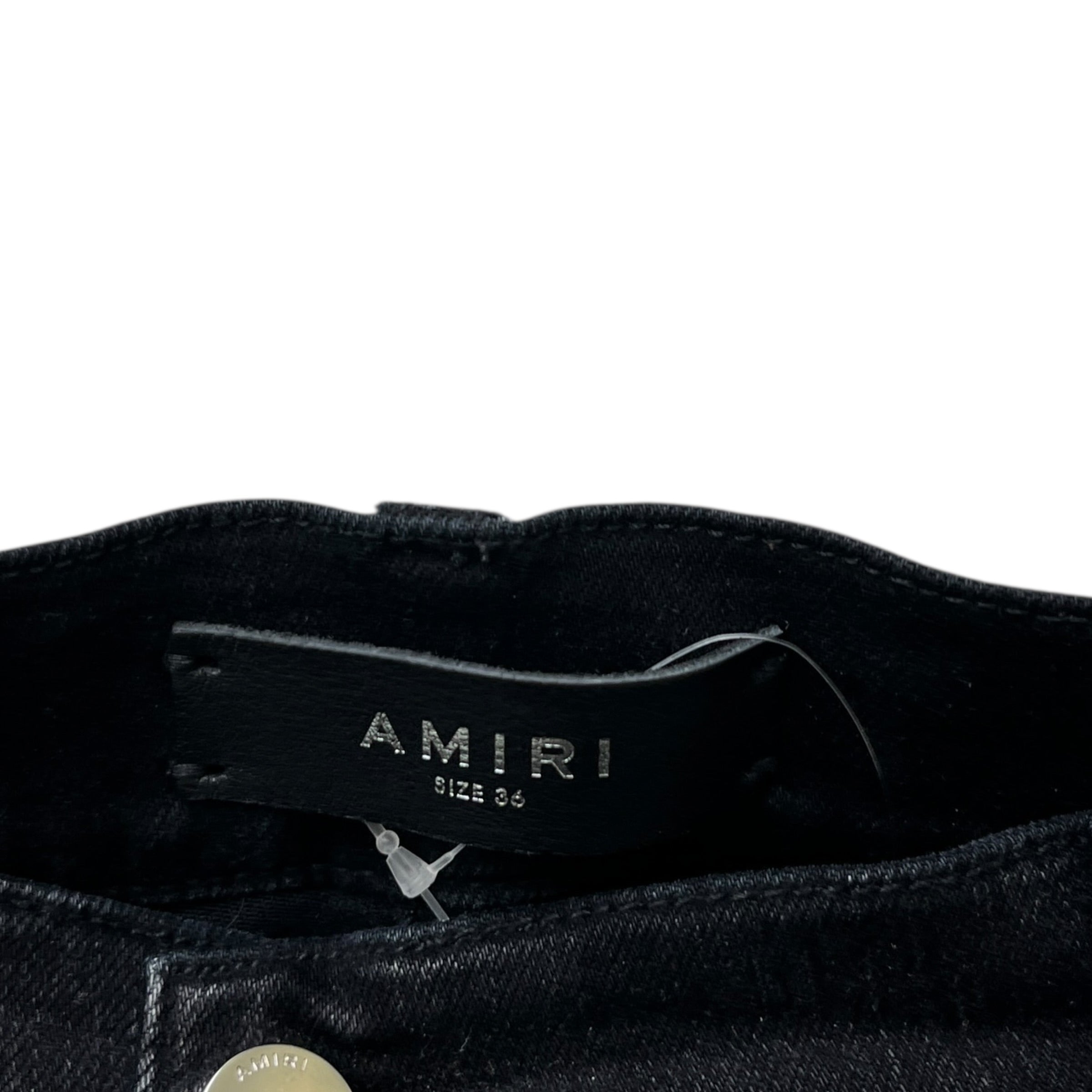 Men's Distressed Logo Jeans Black Size Waist 36"