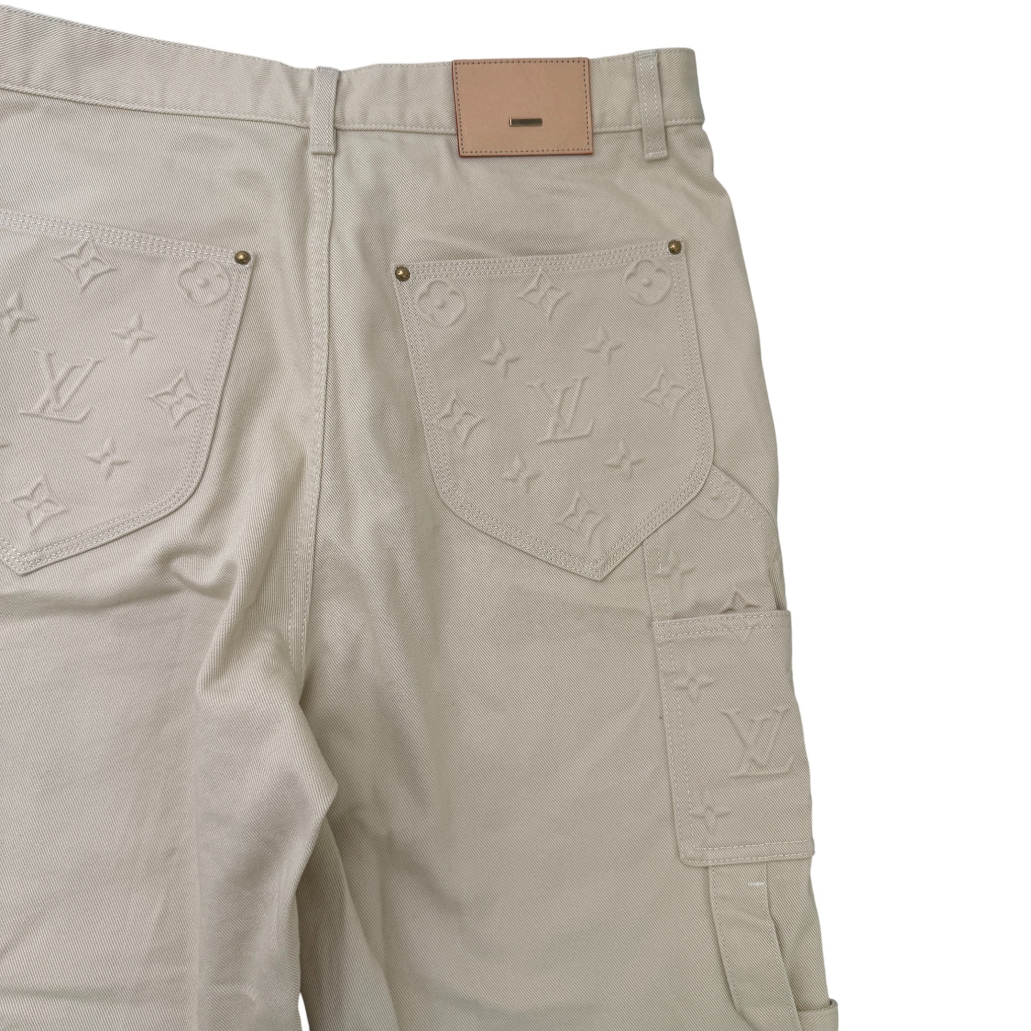 Men's Monogram Workwear Jeans Cream Size Waist 34"