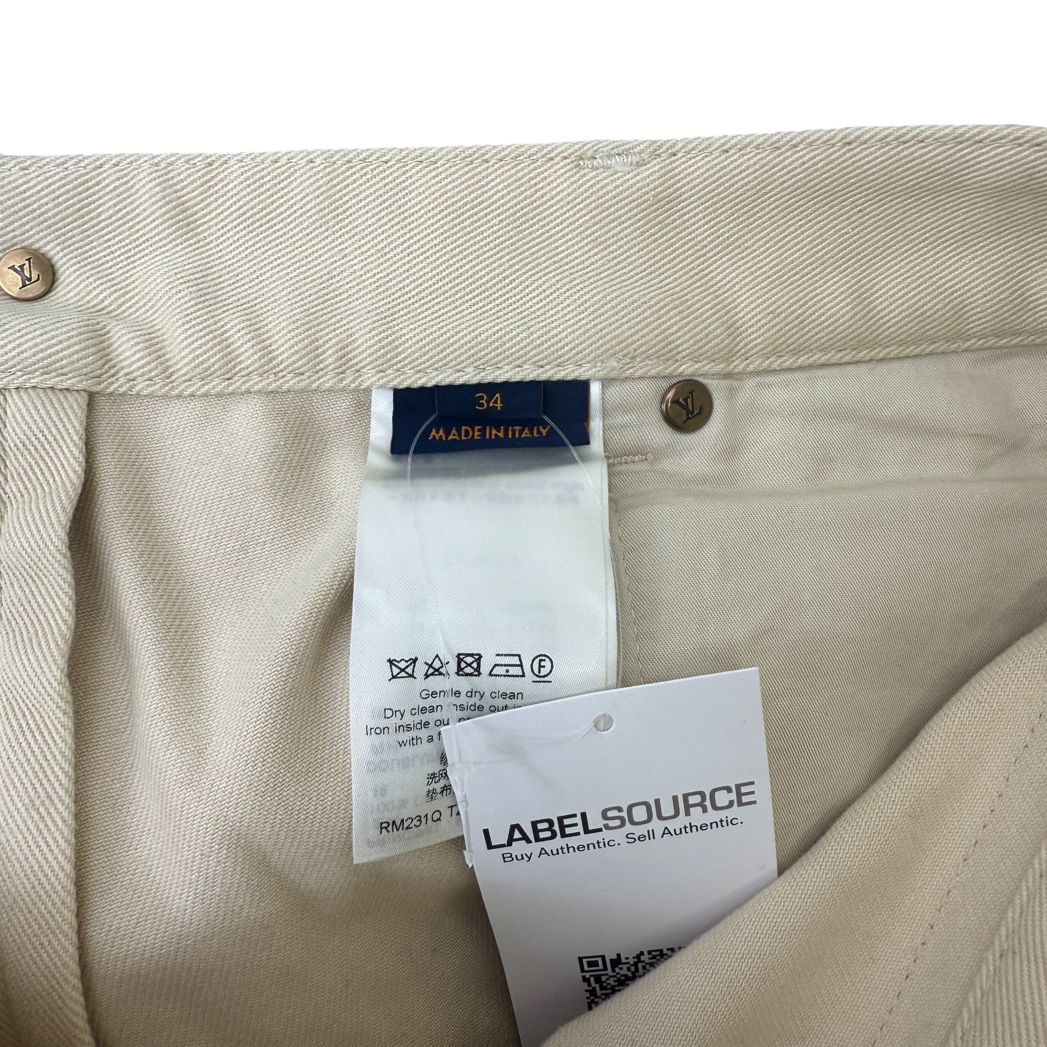 Men's Monogram Workwear Jeans Cream Size Waist 34"