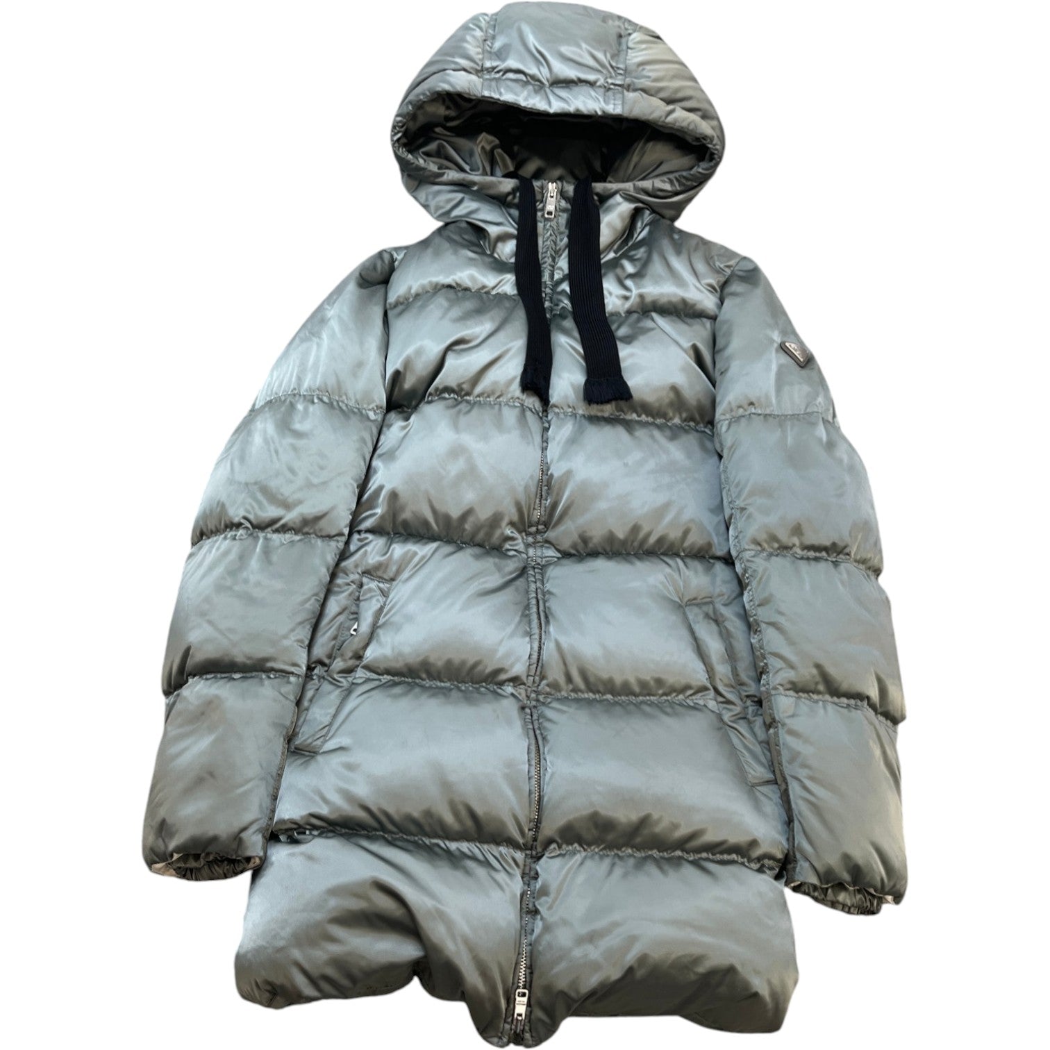 Women's Plaque Logo Down Jacket Green Size 44 / UK 12