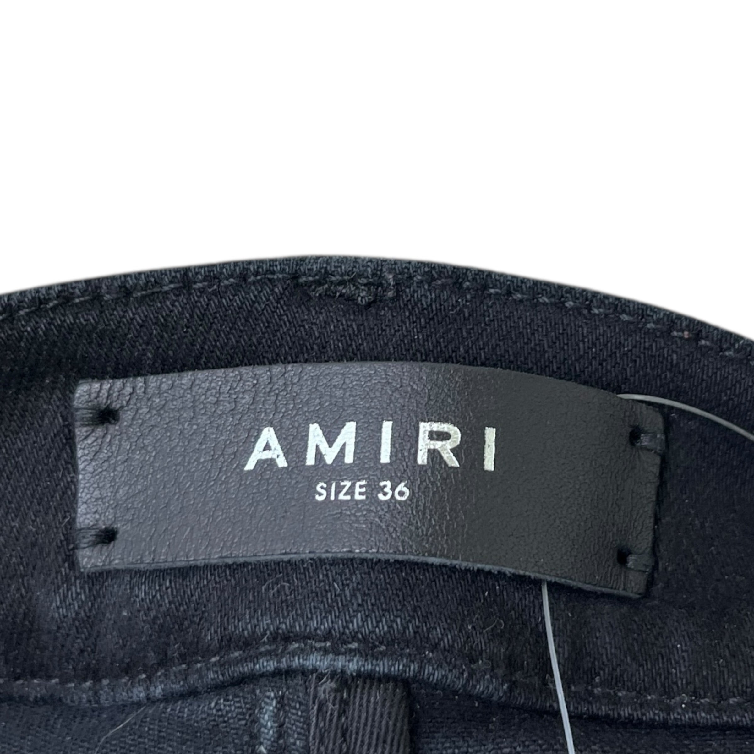 Men's Distressed Logo Jeans Black Size Waist 36"