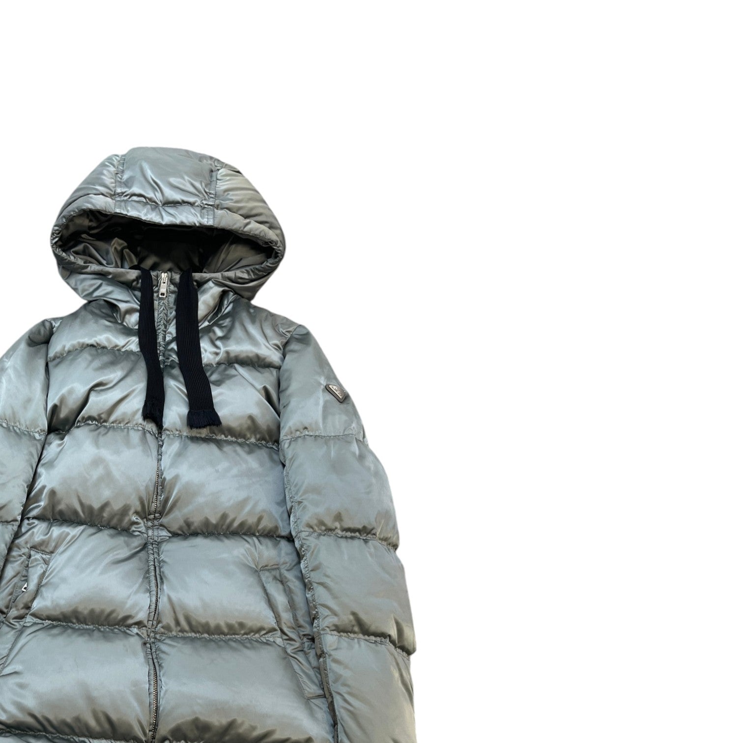 Women's Plaque Logo Down Jacket Green Size 44 / UK 12