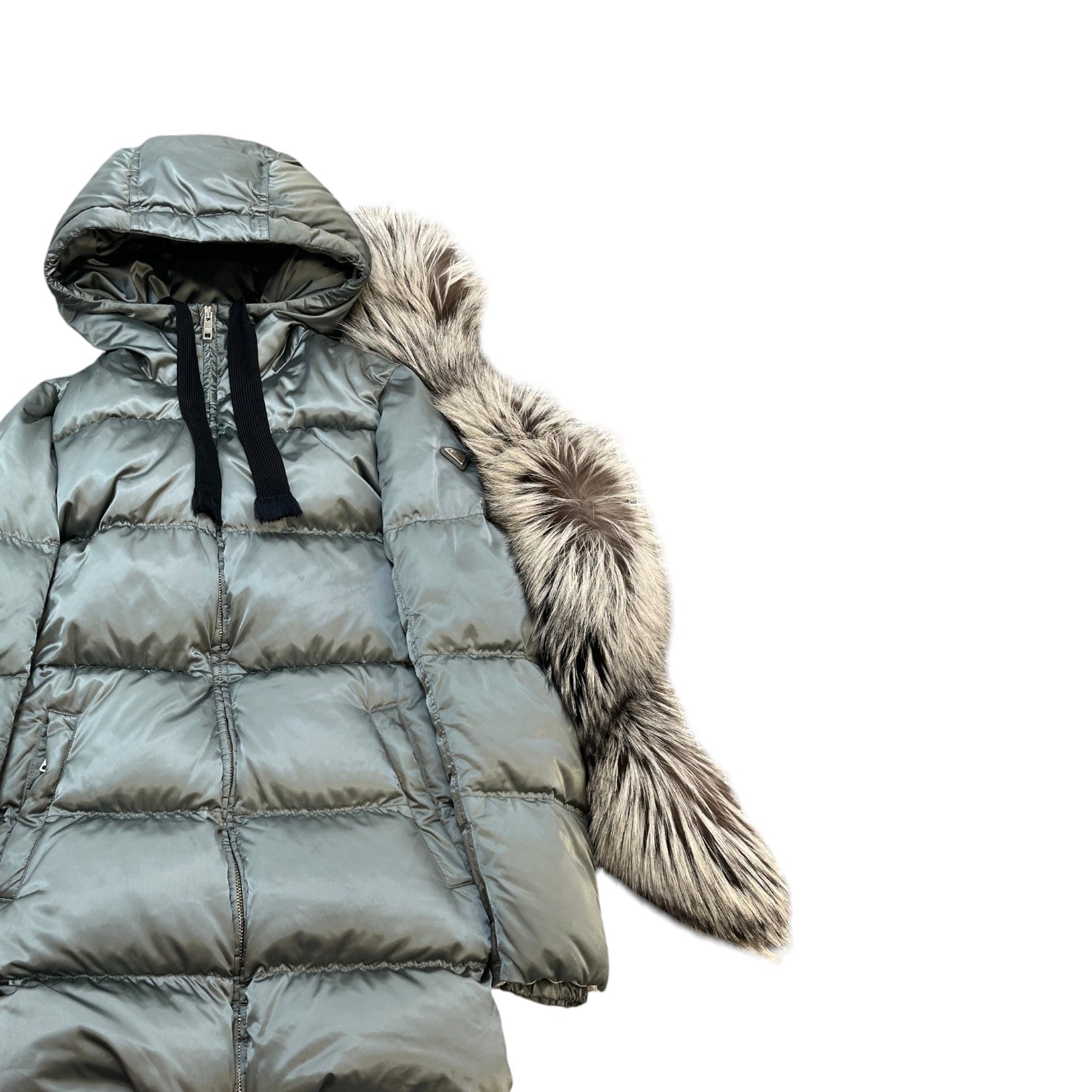 Women's Plaque Logo Down Jacket Green Size 44 / UK 12