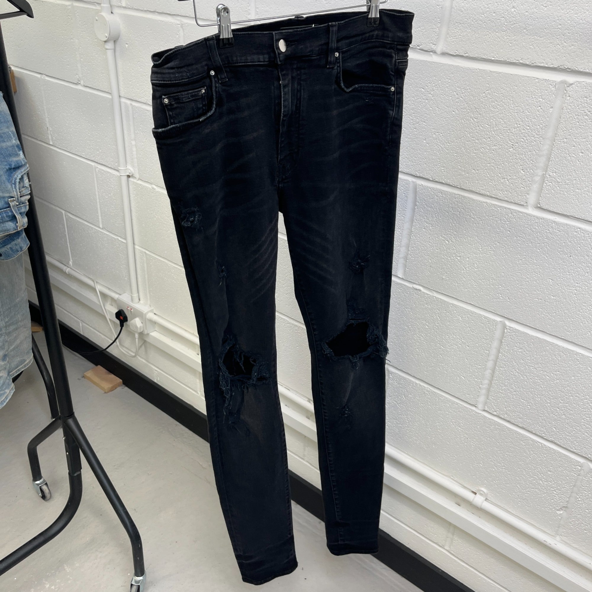 Men's Distressed Jeans Black Size Waist 34"