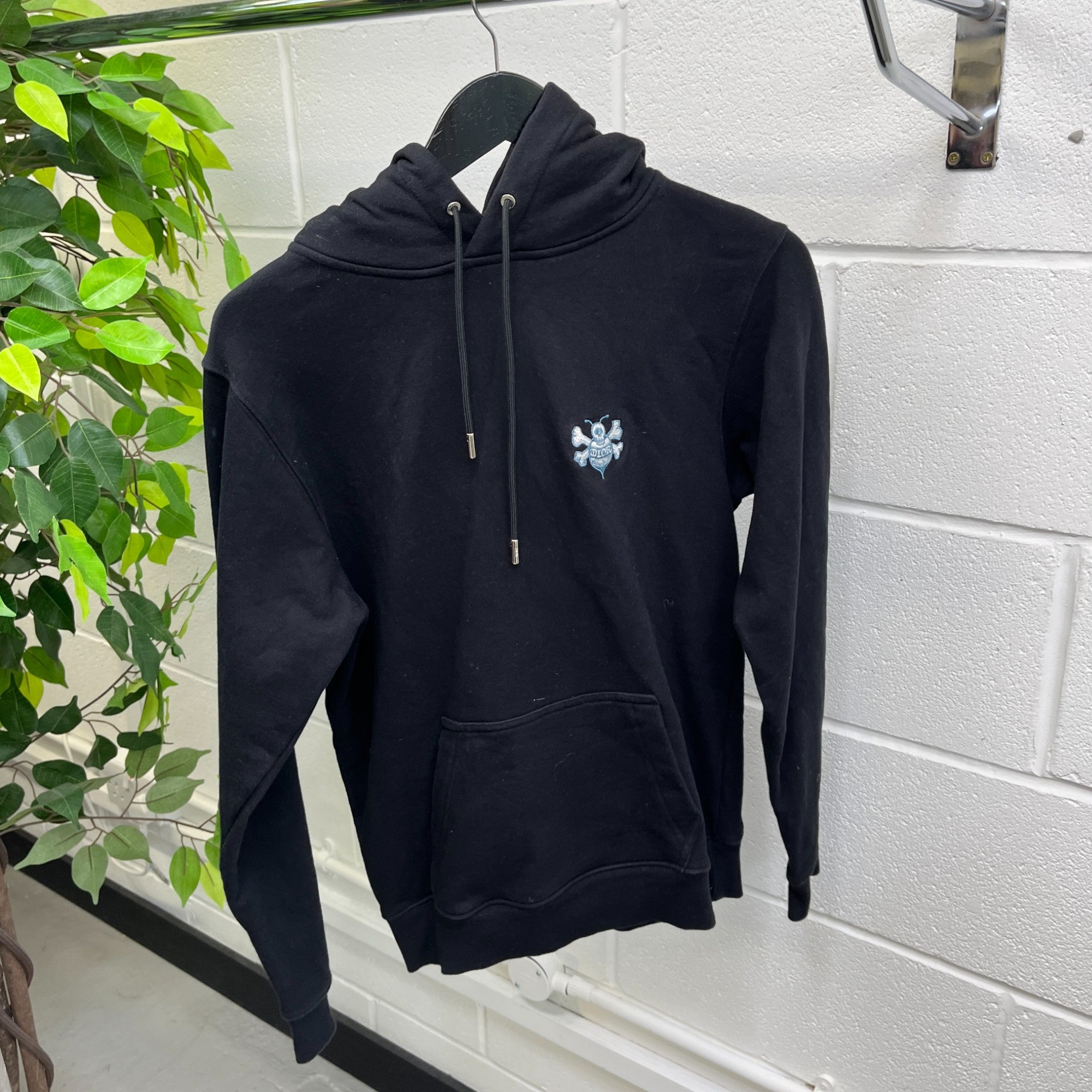 Men's X Sean Stussy Oversized Embroidered Bee Hoodie Black Size XXS