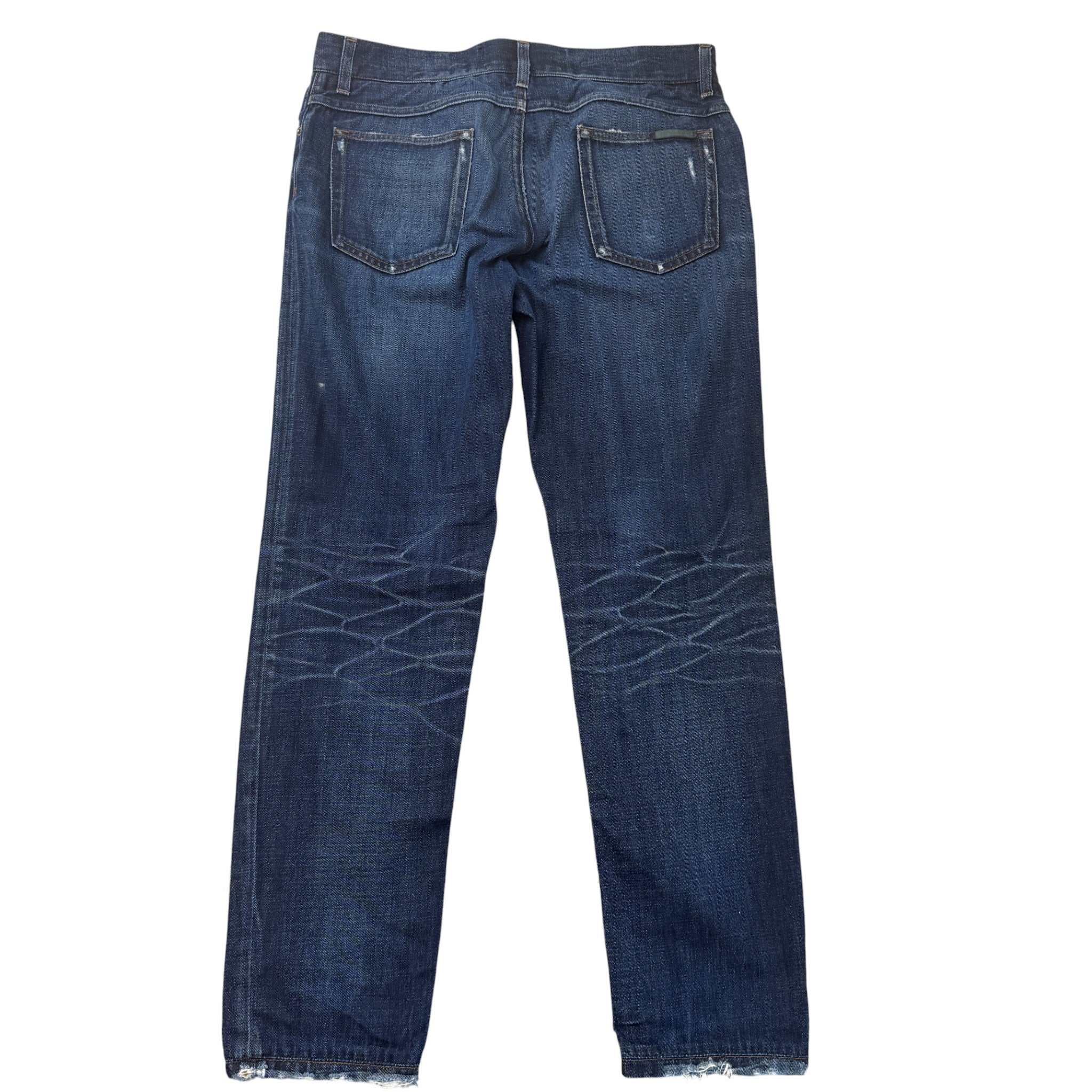 Men's Distressed Tag Logo Jeans Navy Size IT 50 / UK 34