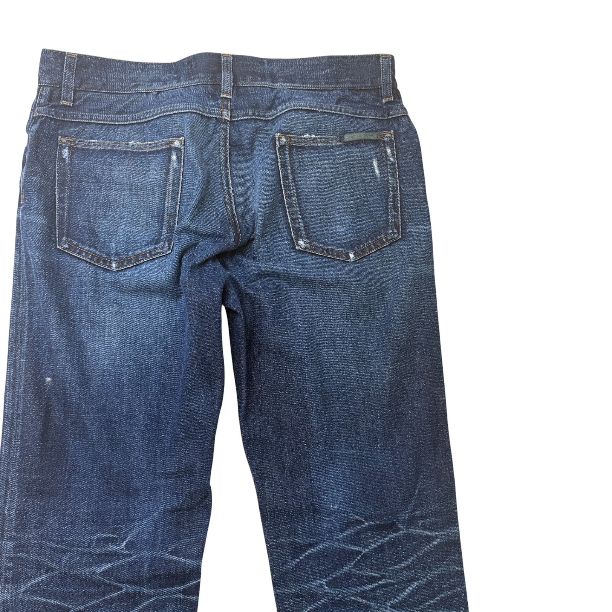 Men's Distressed Tag Logo Jeans Navy Size IT 50 / UK 34