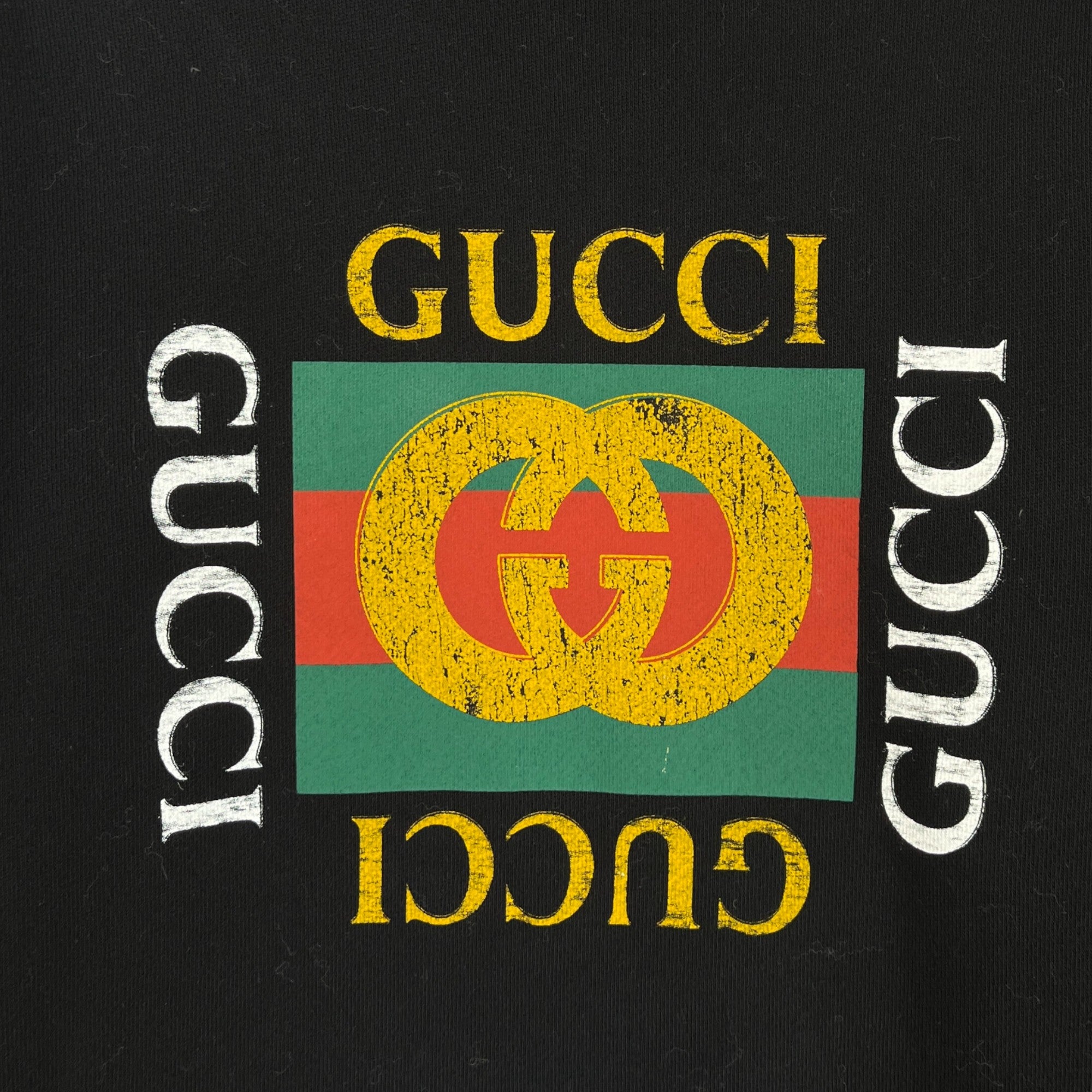 Men's Distressed Printed Logo Sweatshirt Black Size M