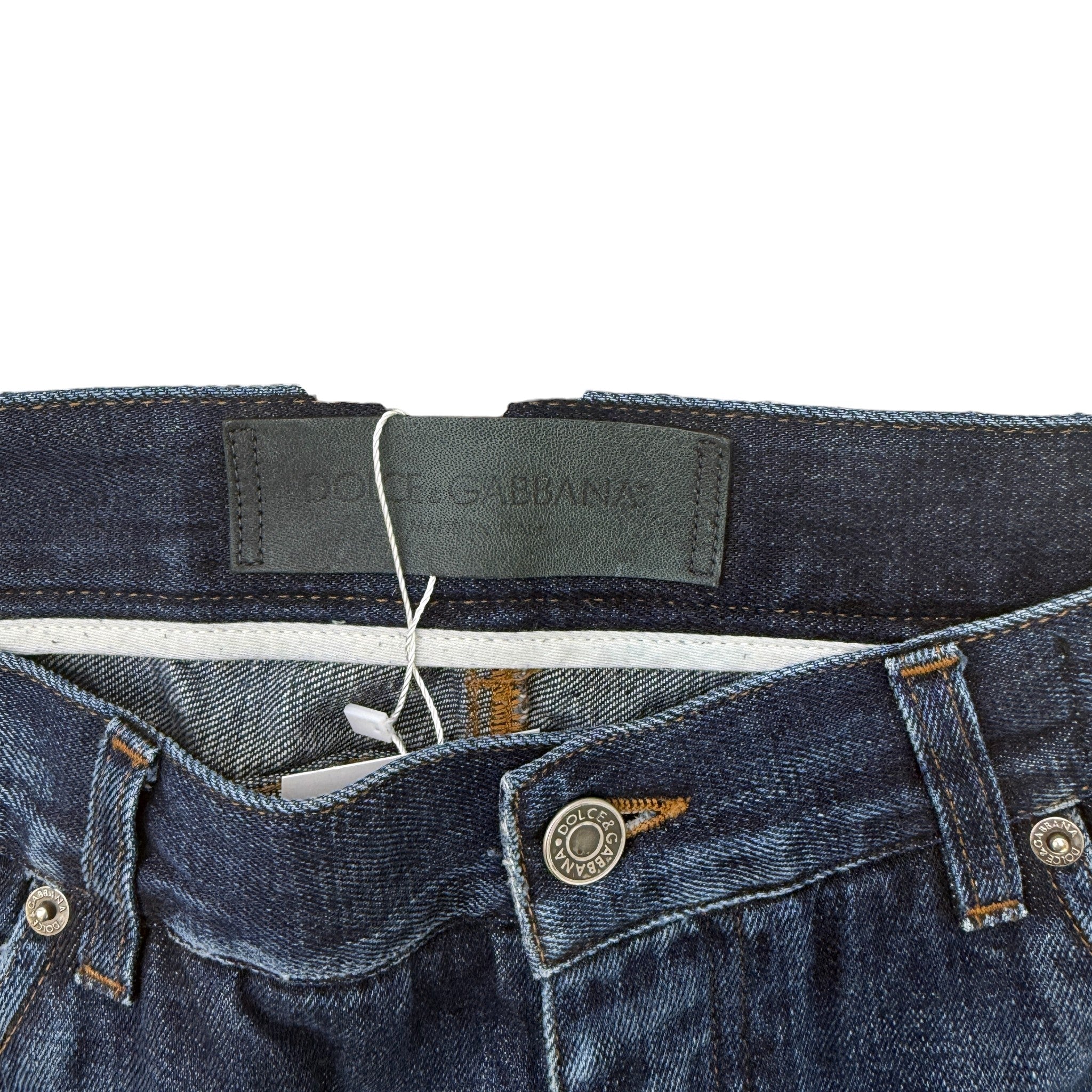 Men's Distressed Tag Logo Jeans Navy Size IT 50 / UK 34