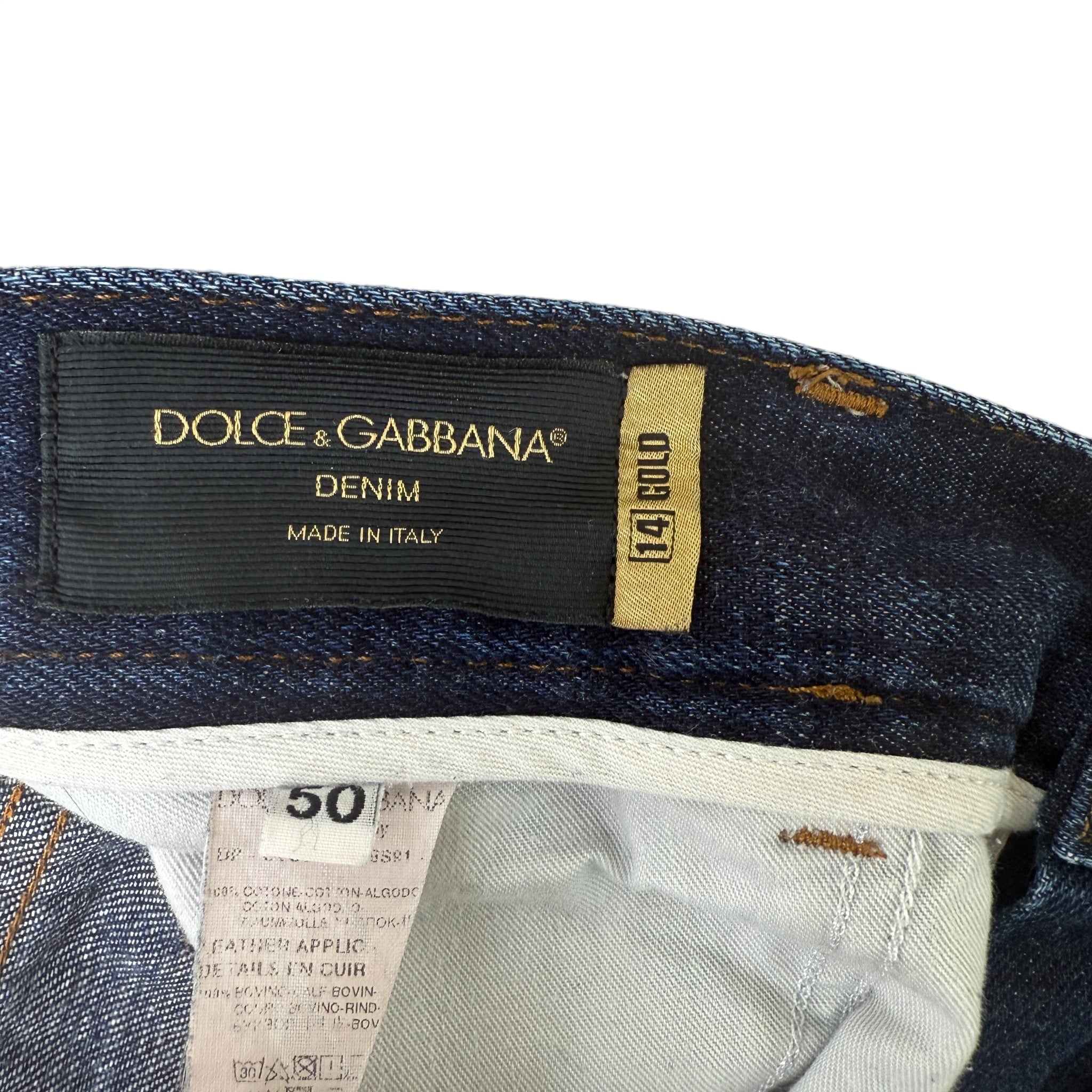 Men's Distressed Tag Logo Jeans Navy Size IT 50 / UK 34