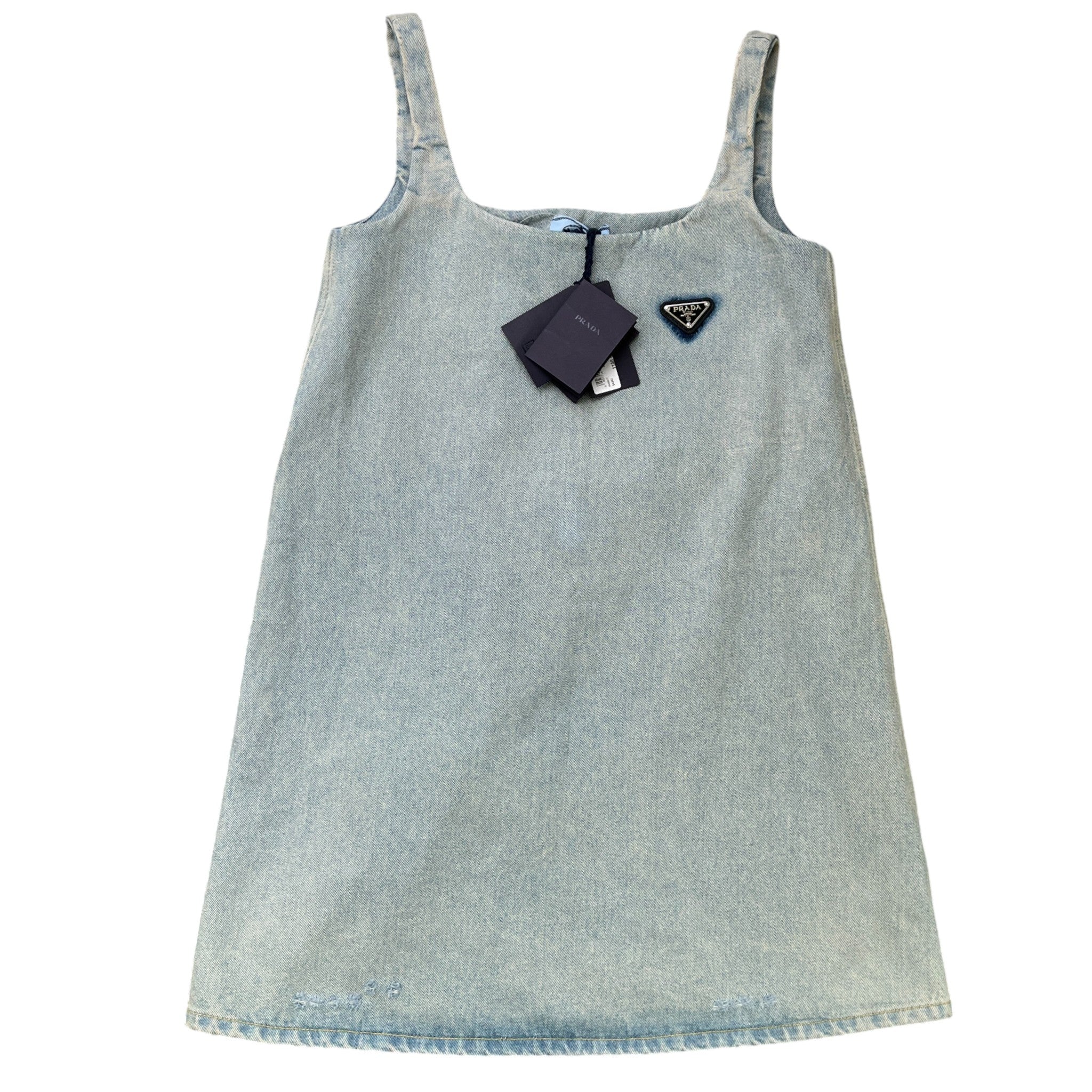 Women's Plaque Logo Denim Dress Skirts Blue Size XS