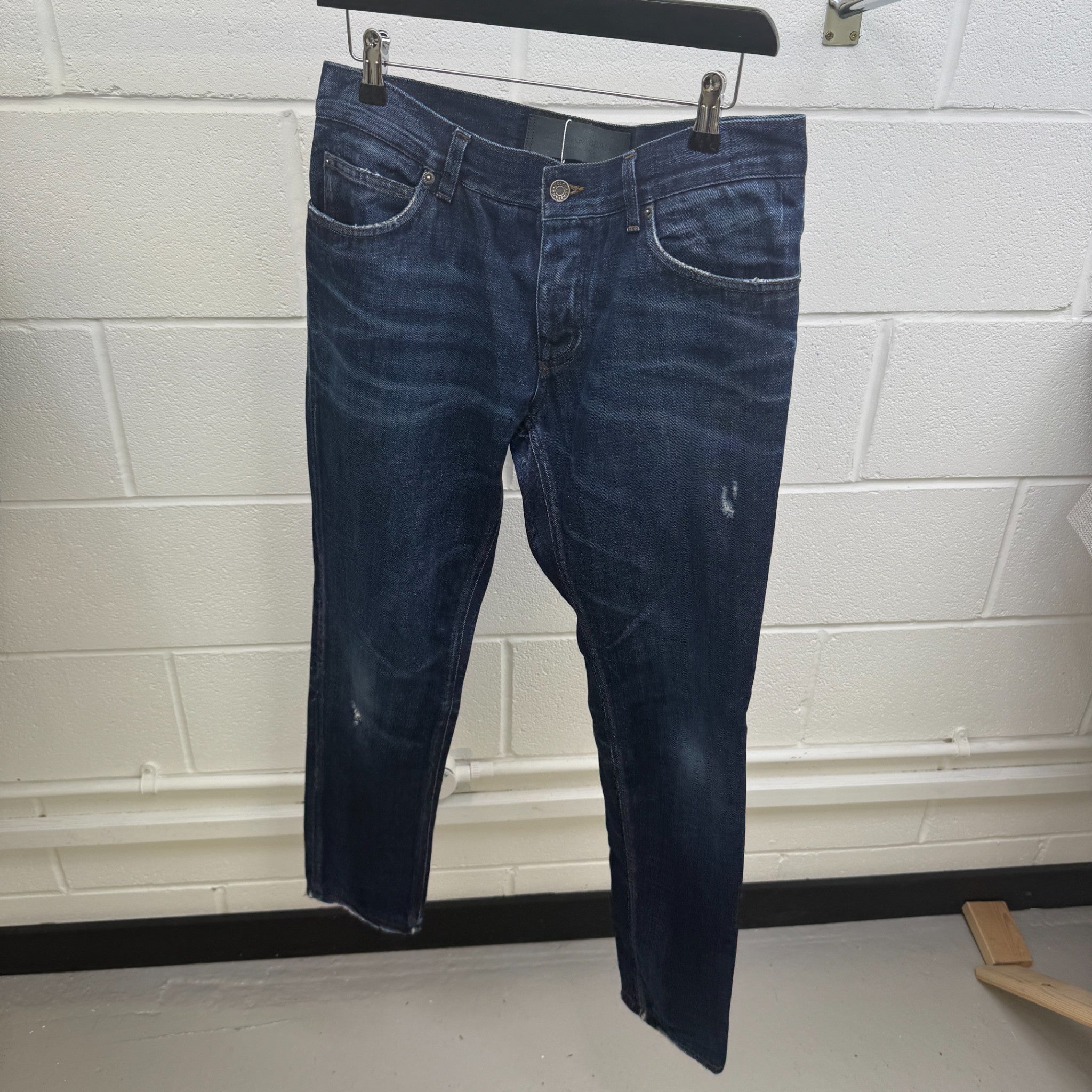 Men's Distressed Tag Logo Jeans Navy Size IT 50 / UK 34