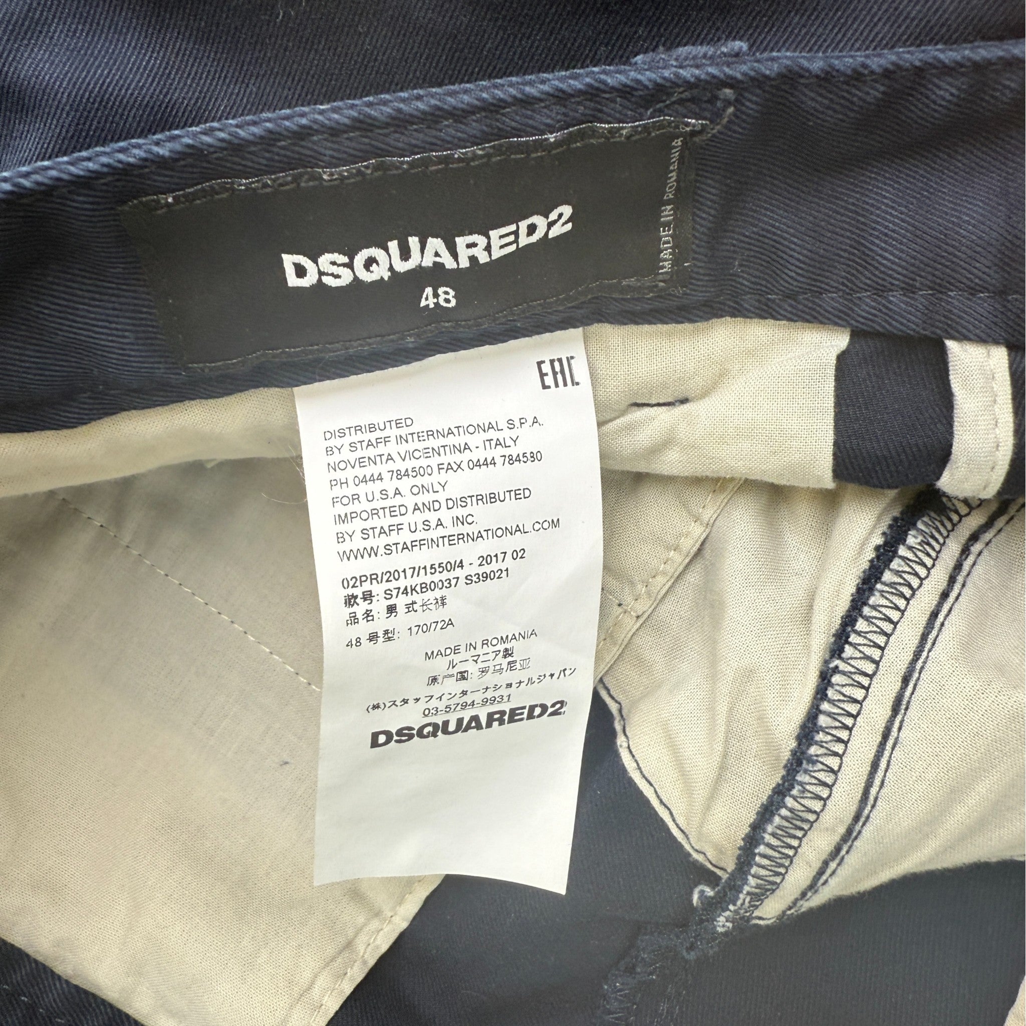 Men's Pocket Front Zip Cargos Navy Size IT 48 / UK 32