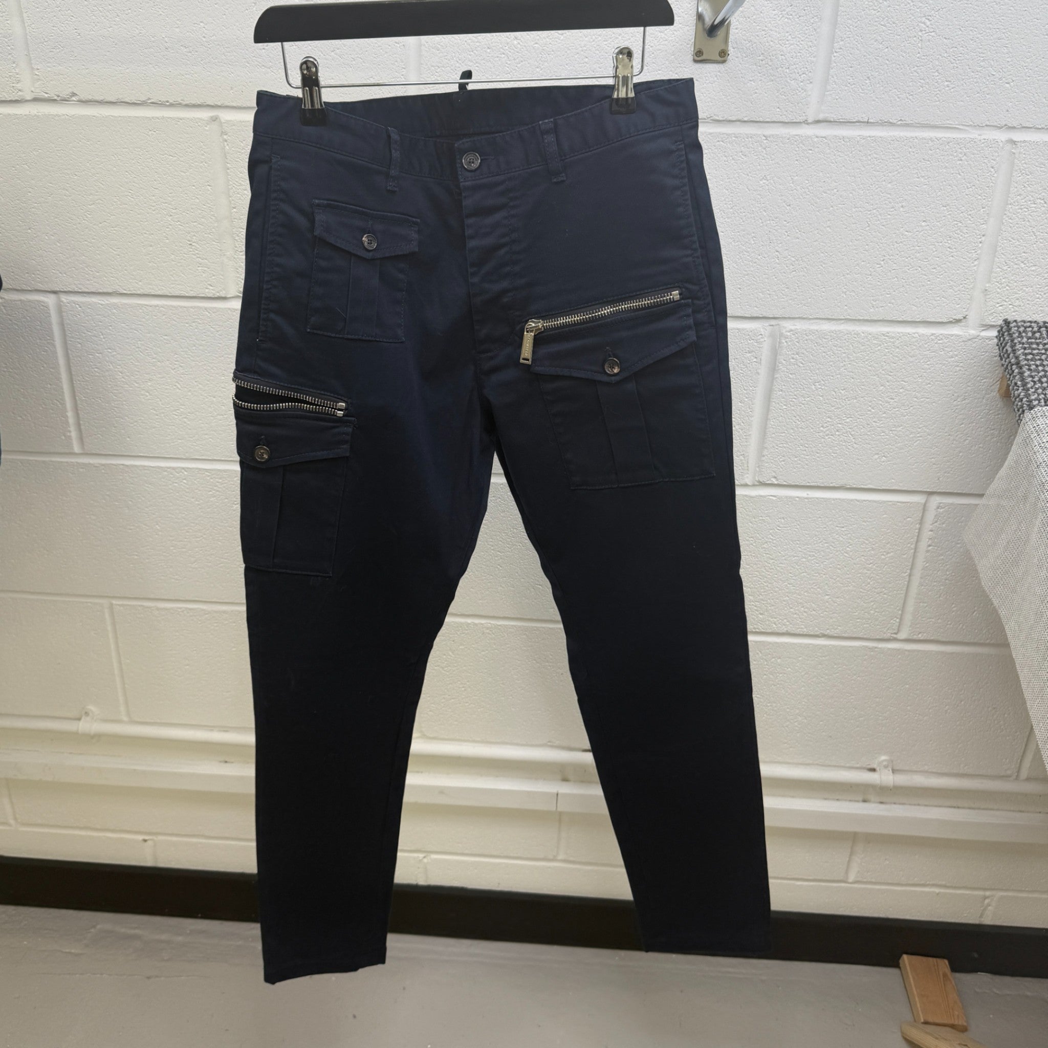 Men's Pocket Front Zip Cargos Navy Size IT 48 / UK 32