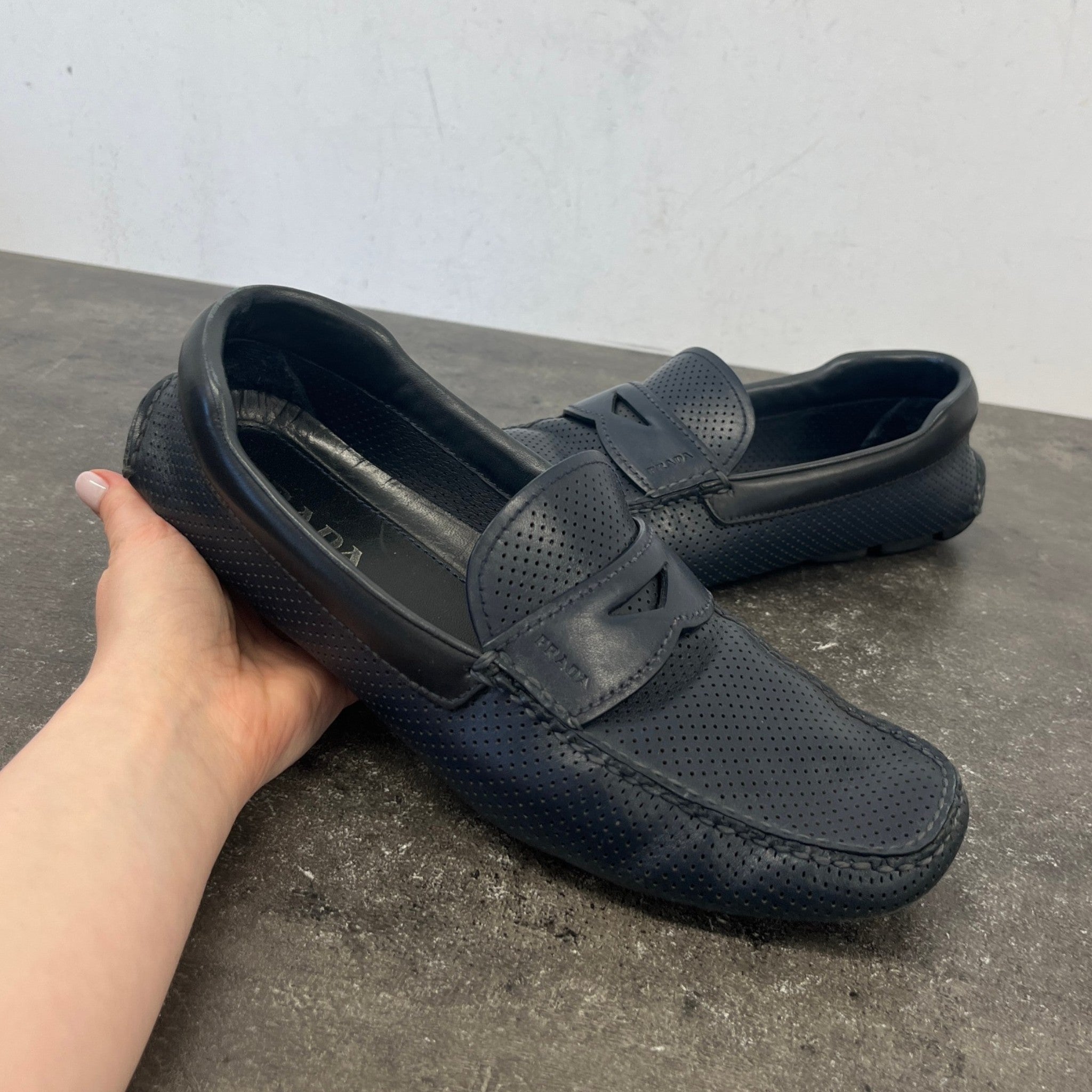 Men's Perforated Loafers Navy Size EU 42 / UK 8