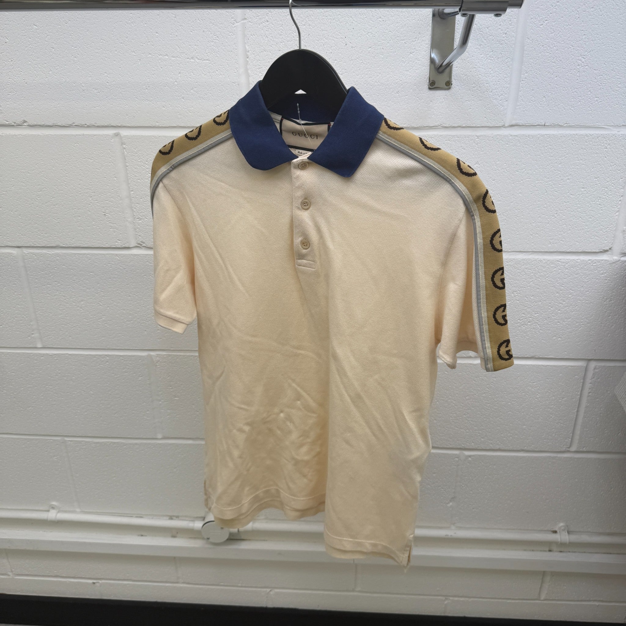 Men's Gg Side Tape Polo Shirt Cream Size S