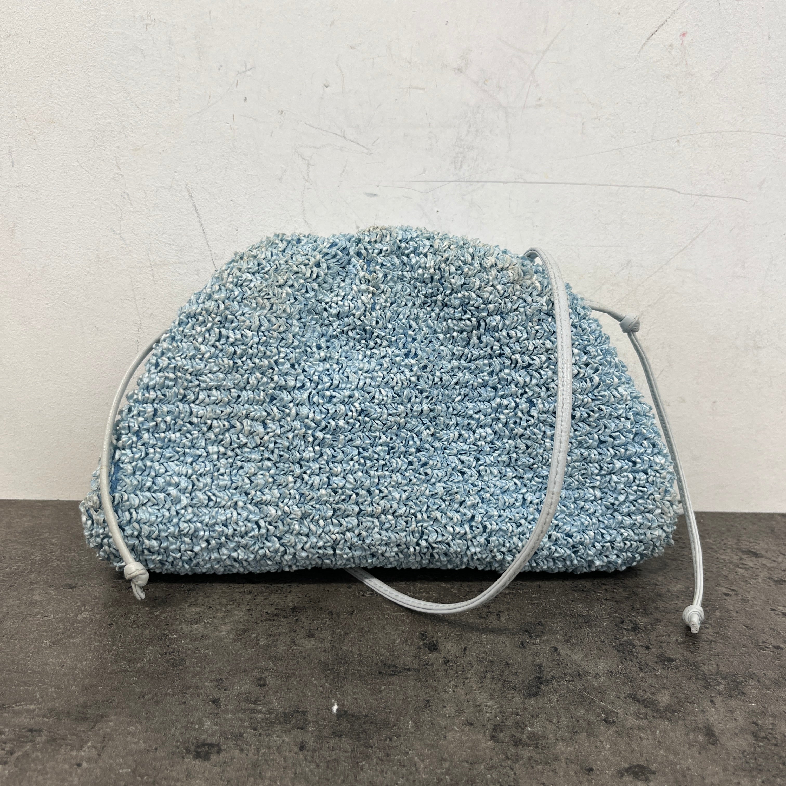 Women's Raffia Crossbody Pouch Bag Blue